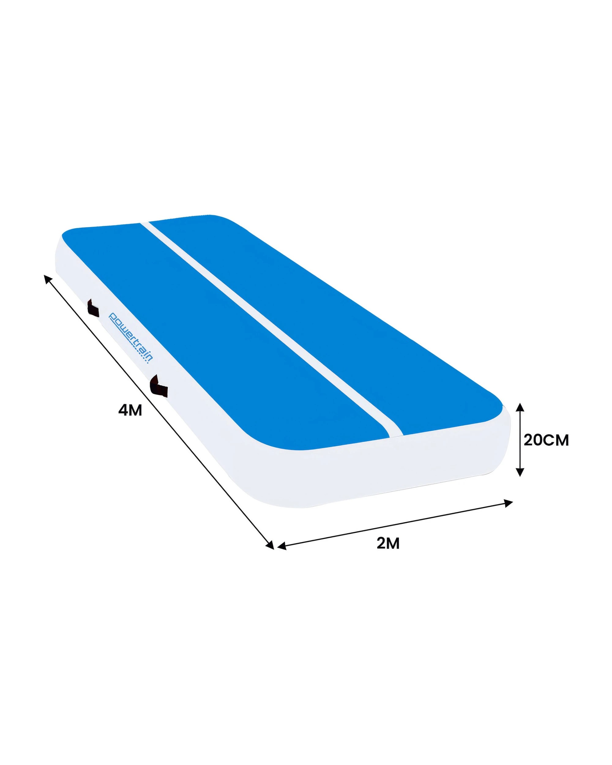 2 Powertrain 4M x 2M 20cm Air Track Gymnastics Tumbling Airtrack Exercise Yoga Mat Balance Beam Inflatable - Blue, 2 of 5
