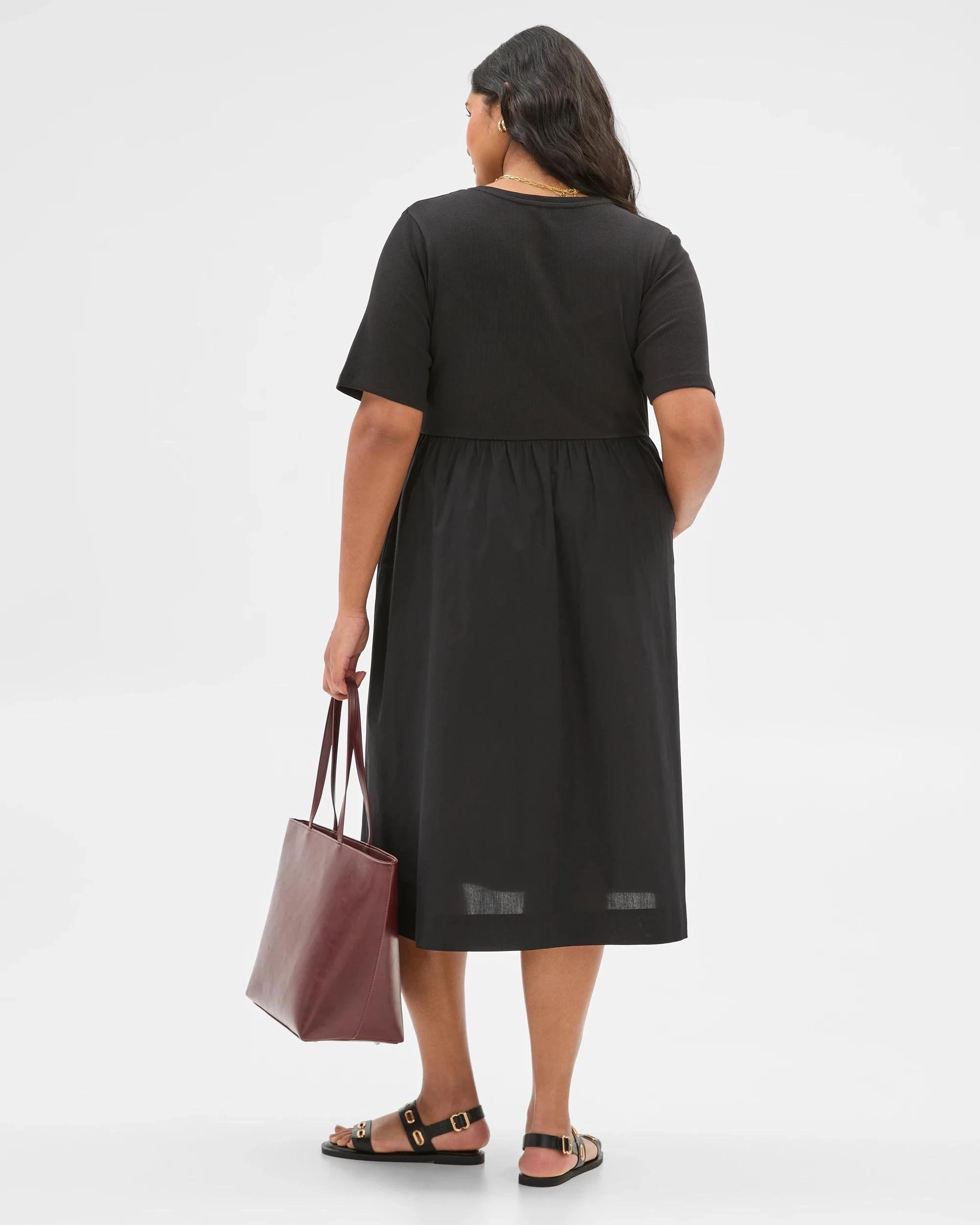 5 Target Curve Plus Size Knit/Woven Dress BLACK, 5 of 7