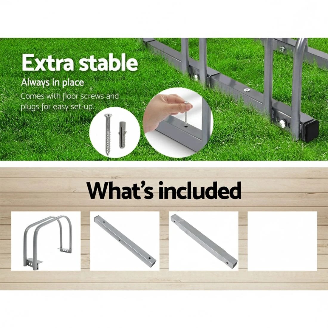 6 Weisshorn 6 Bike Stand Rack Bicycle Storage Floor Parking Holder Cycling - Silver, 6 of 6