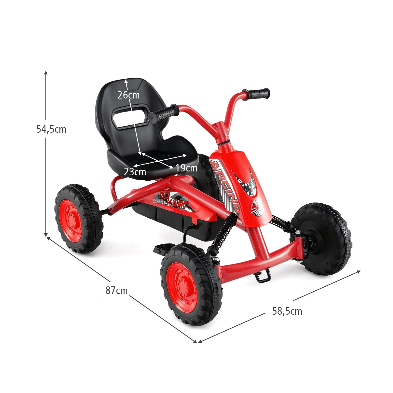 1 Costway Pedal Go Kart 4 Wheel Ride On Car Toys Off-road Racer - Red, 1 of 3
