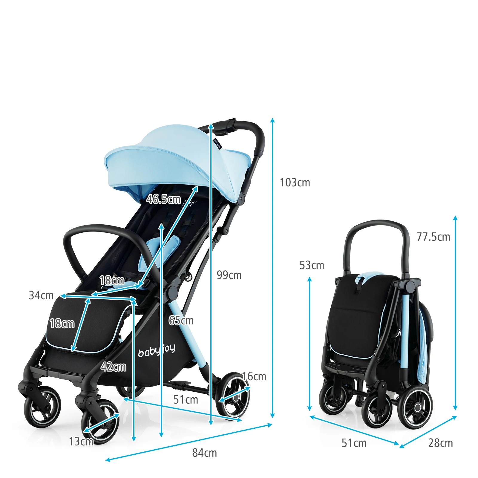 4 Costway Portable Stroller Baby Pram Adjustable Pushchair, 4 of 6