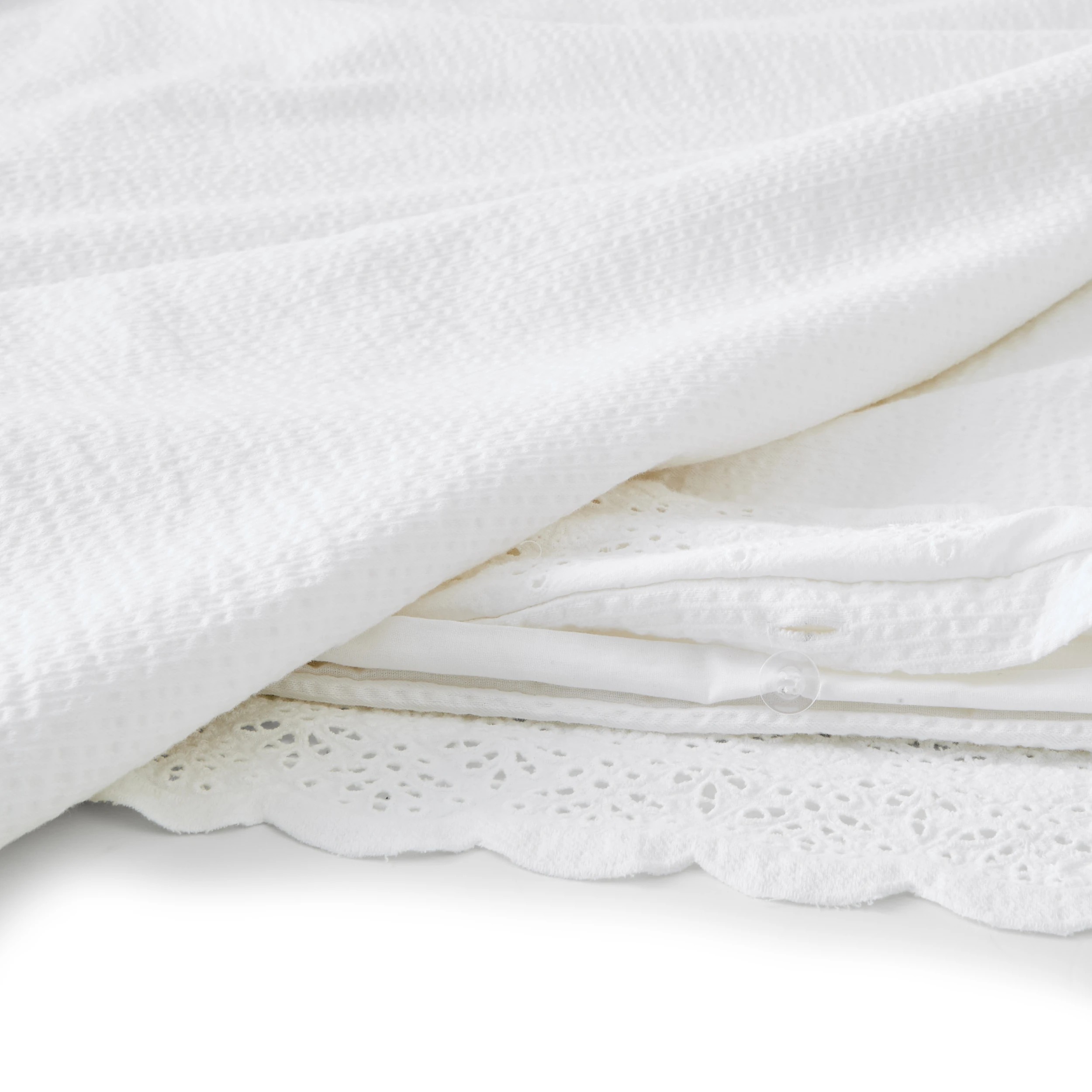 4 Lace Cotton Quilt Cover Set - Super King Bed, White, 4 of 6