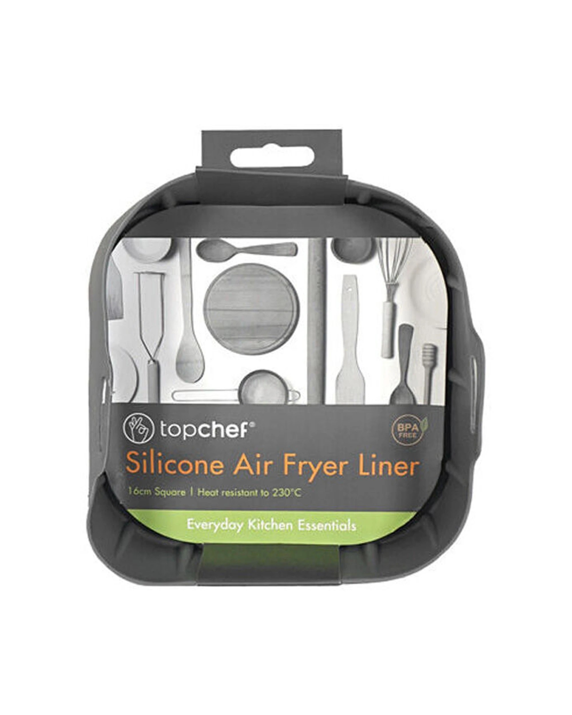 2 Topchef 3PK Non Stick Silicone Air Fryer Liner Square Kitchen Cooking 16cm - Grey, 2 of 3