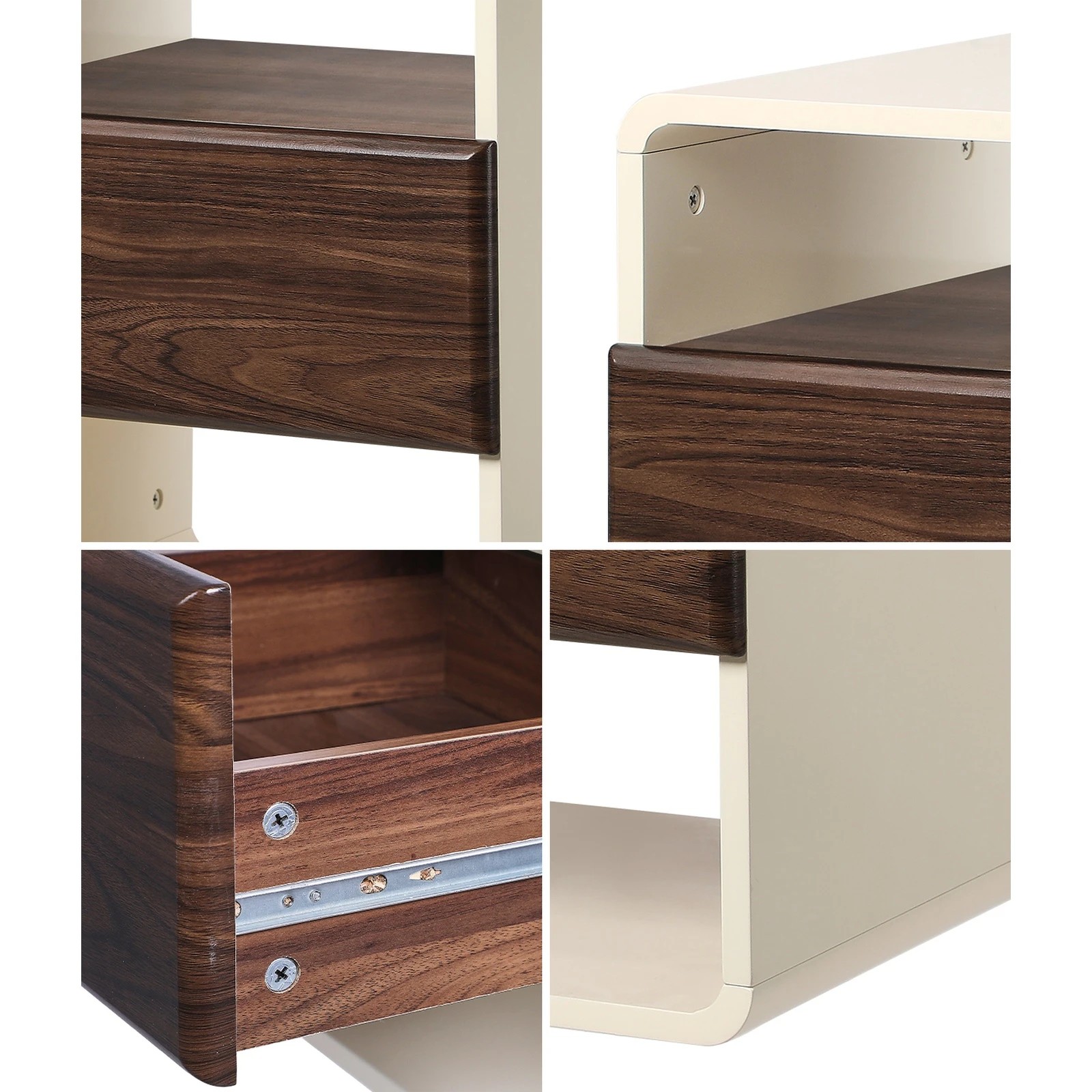 4 Oikiture Bedside Table Side Nightstand With Drawer Storage Shelf Retro-Modern - Multi, 4 of 9