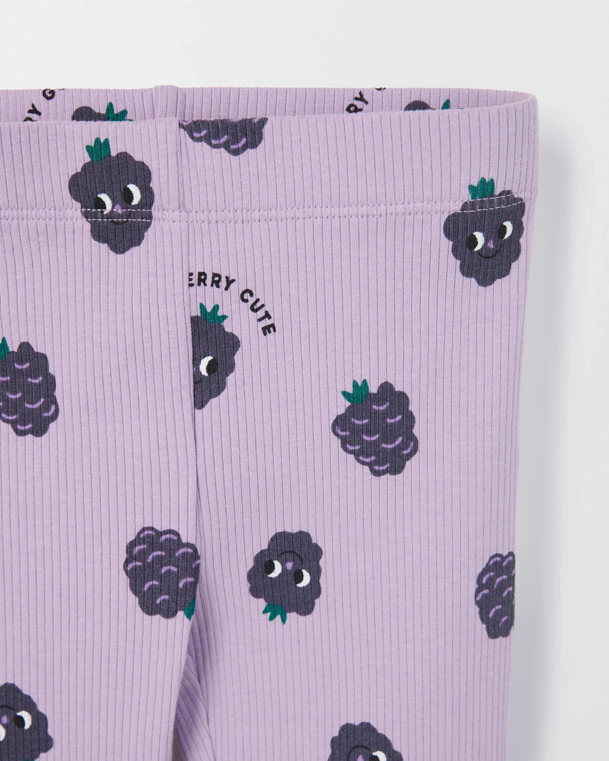 2 Target Kids Australian Cotton Rib Print Leggings PLAYFUL BERRY PURPLE, 2 of 2