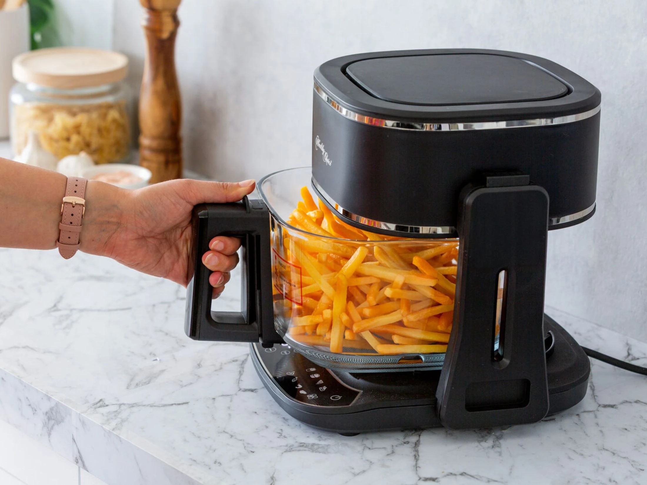 3 Healthy Choice 5L 2in1 Air Fryer and Grill, 1400W, Digital Touch Control, Clear Glass Cooking Basket, 3 of 4