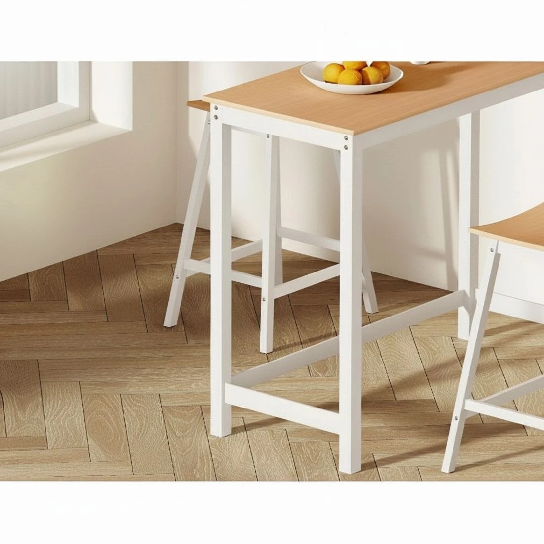 7 Artiss Ari Bar Table 108cm Rectangular Tall Pub Table Dining Bar Table Modern Wood Finish Sturdy Easy Assembly - Brown, 7 of 8