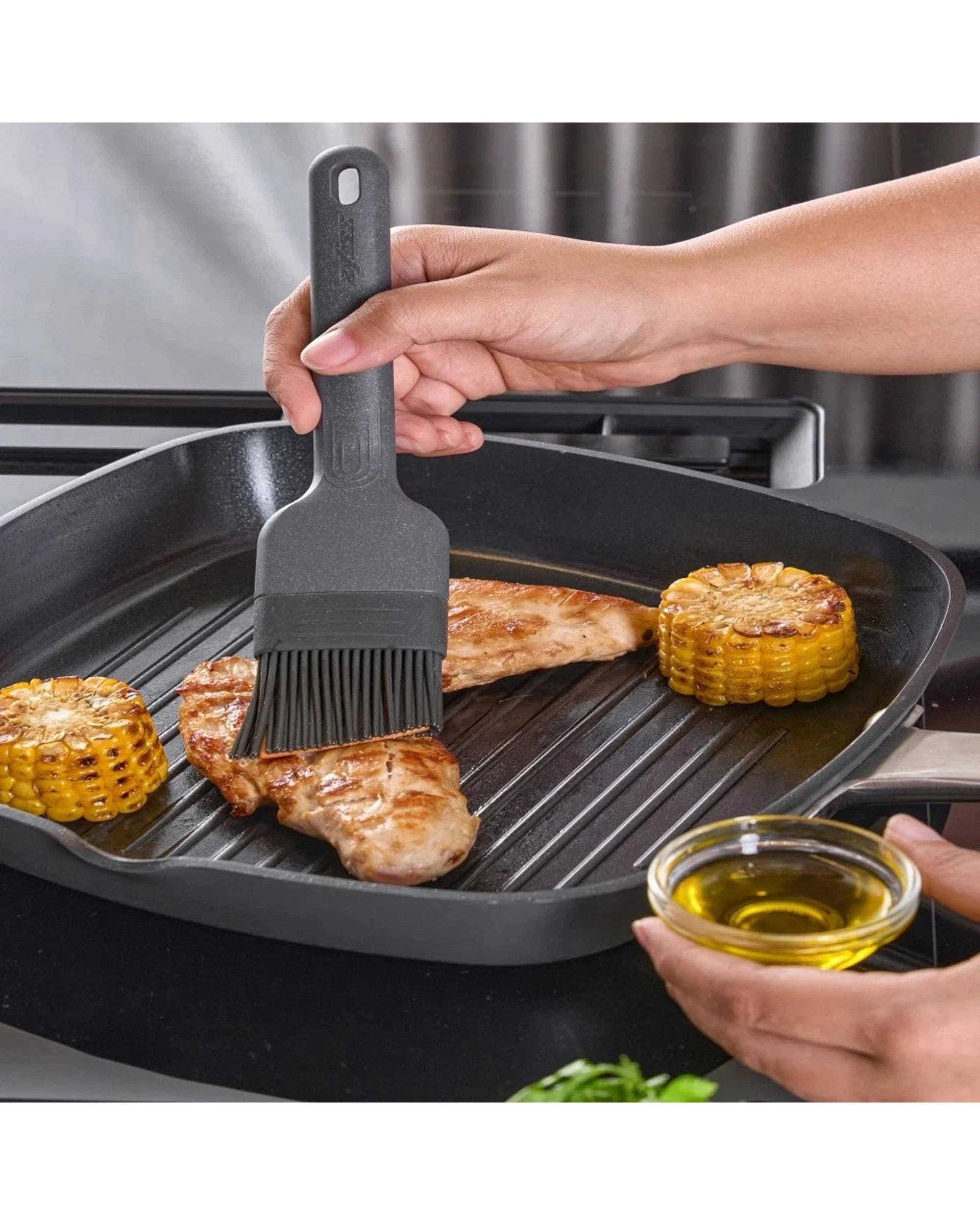 3 Zyliss Silicone Basting Brush Heat Resistant With Ergonomic Wheat Straw Handle - Grey, 3 of 5