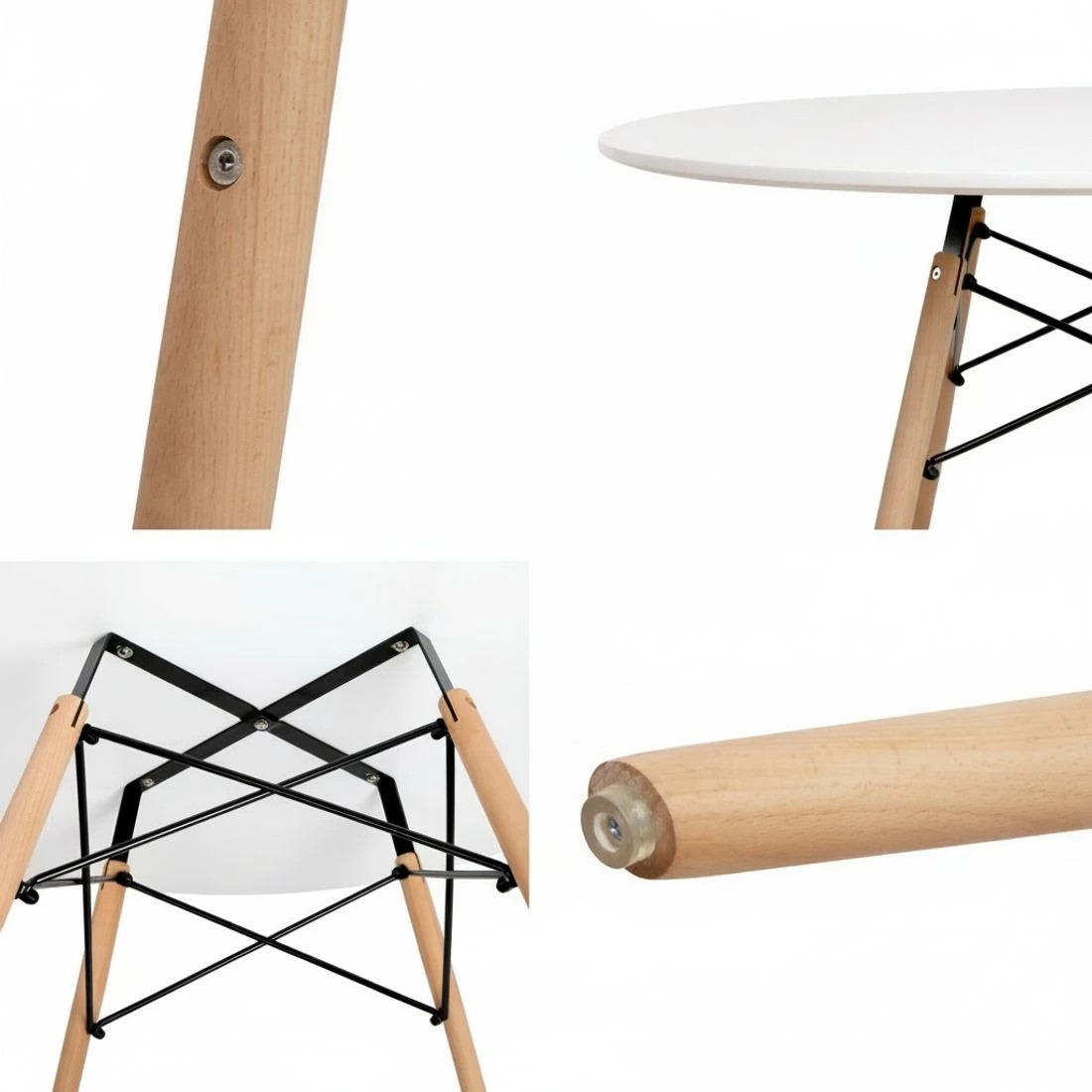 5 1 Artiss Dining Table and 4 Chairs Set Round - White, 5 of 6