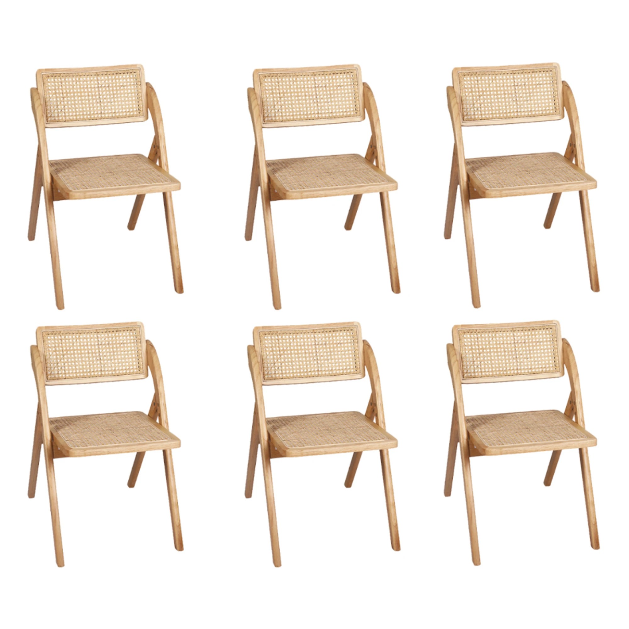 1 Levede 6x FoldableRattan Dining Chairs - Natural, 1 of 8
