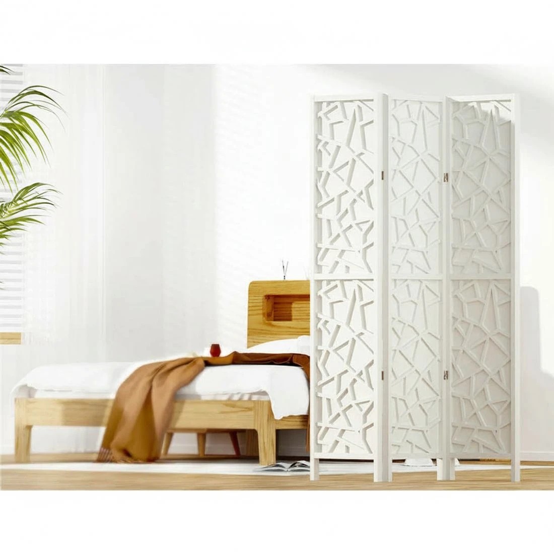 4 Artiss 3 Panel Room Divider Screen 122x170cm Clover - White, 4 of 7