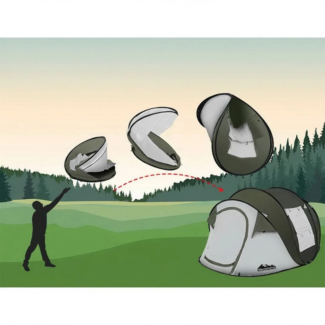 4 Weisshorn Instant Pop up Camping Tent 4-5 Person Outdoor Hiking Tents Dome - Grey, 4 of 6