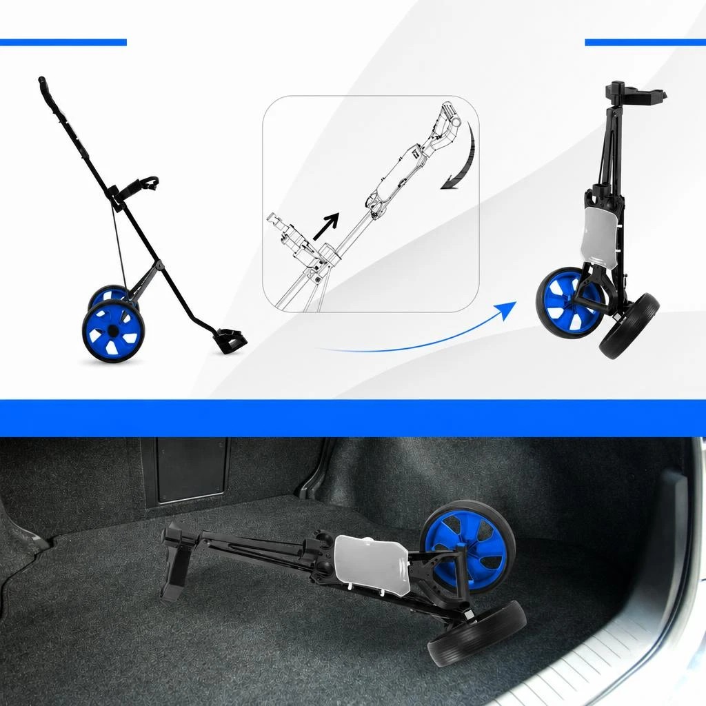 5 Costway 2 Wheel Golf Push Cart Foldable Golf Trolley w/Scorecard Holder & Elastic Strap, 5 of 6