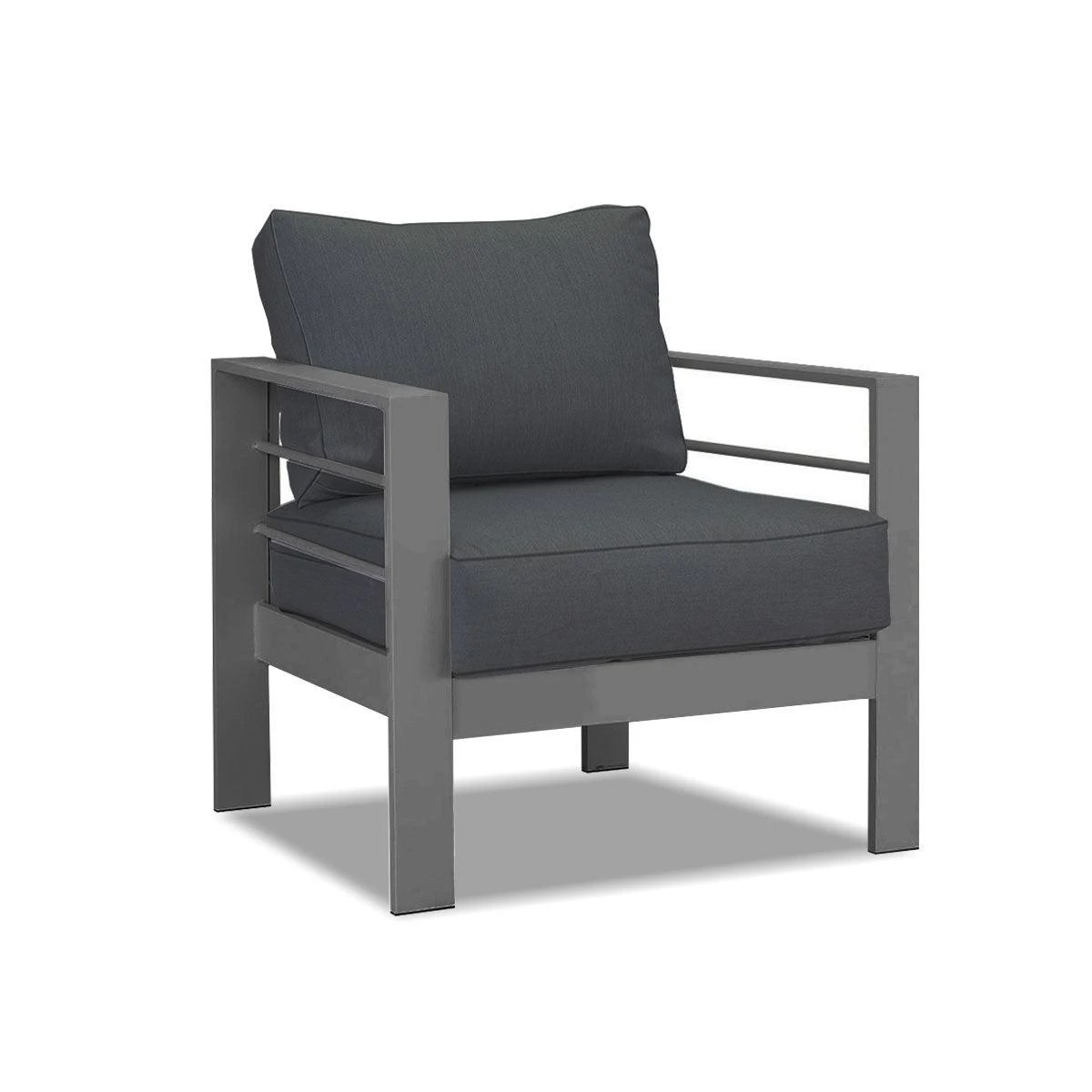 3 Moda Living Paris 4 Piece Charcoal Aluminium Sofa Lounge Set - Dark Grey Cushion - Charcoal, 3 of 7
