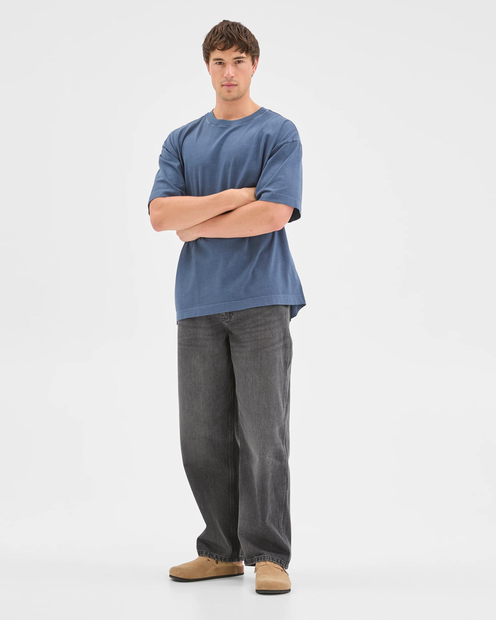2 Commons Loose Fit Barrel Leg Denim Jeans WASHED BLACK, 2 of 6
