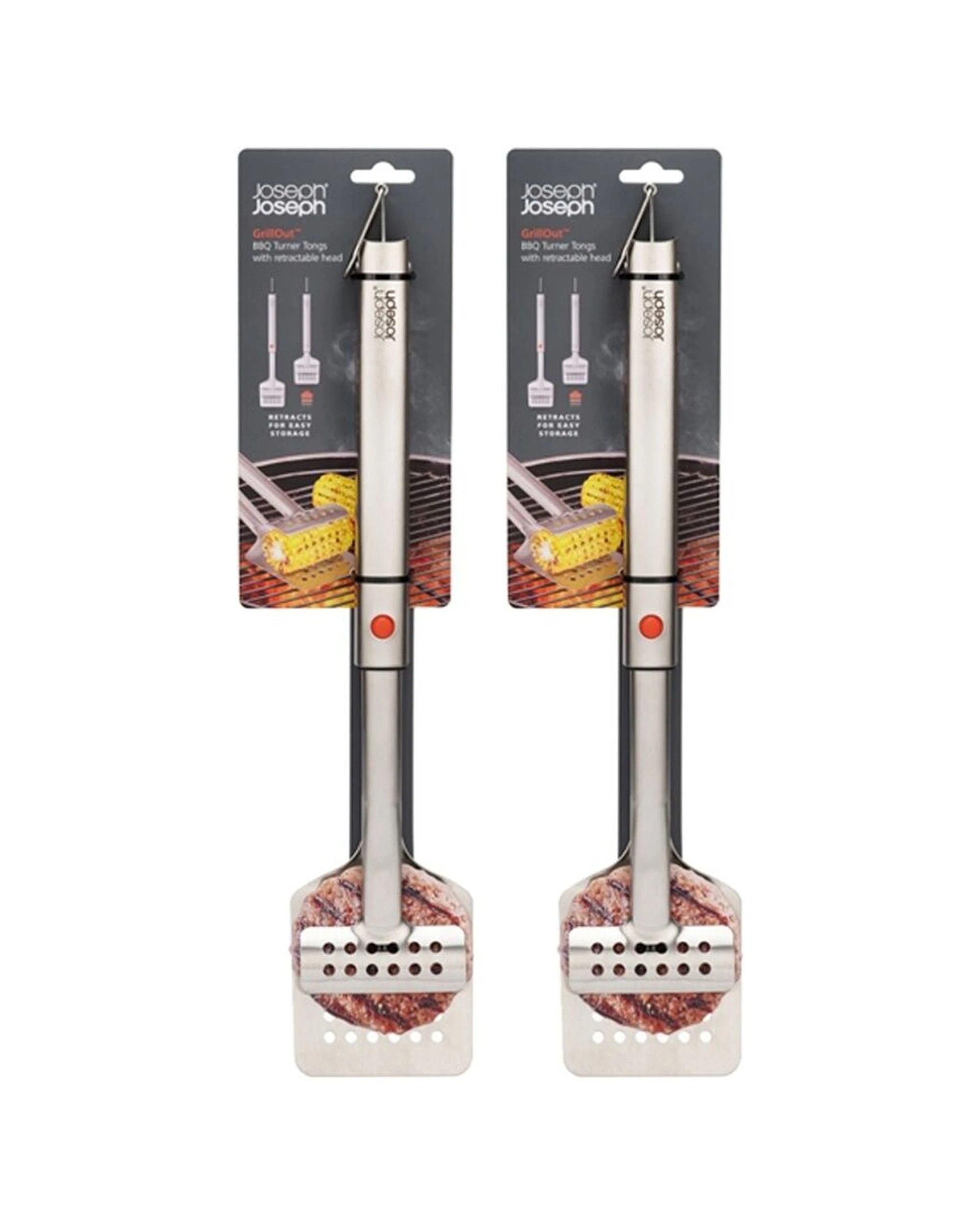 1 Joseph Joseph 2PK GrillOut BBQ Turner Tongs Retractable Arms - Silver, 1 of 7