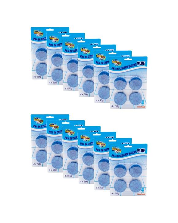 Clean Scene 12x 4pc Toilet Cistern Blocks Extra Fresh Cleaner 50g - Blue