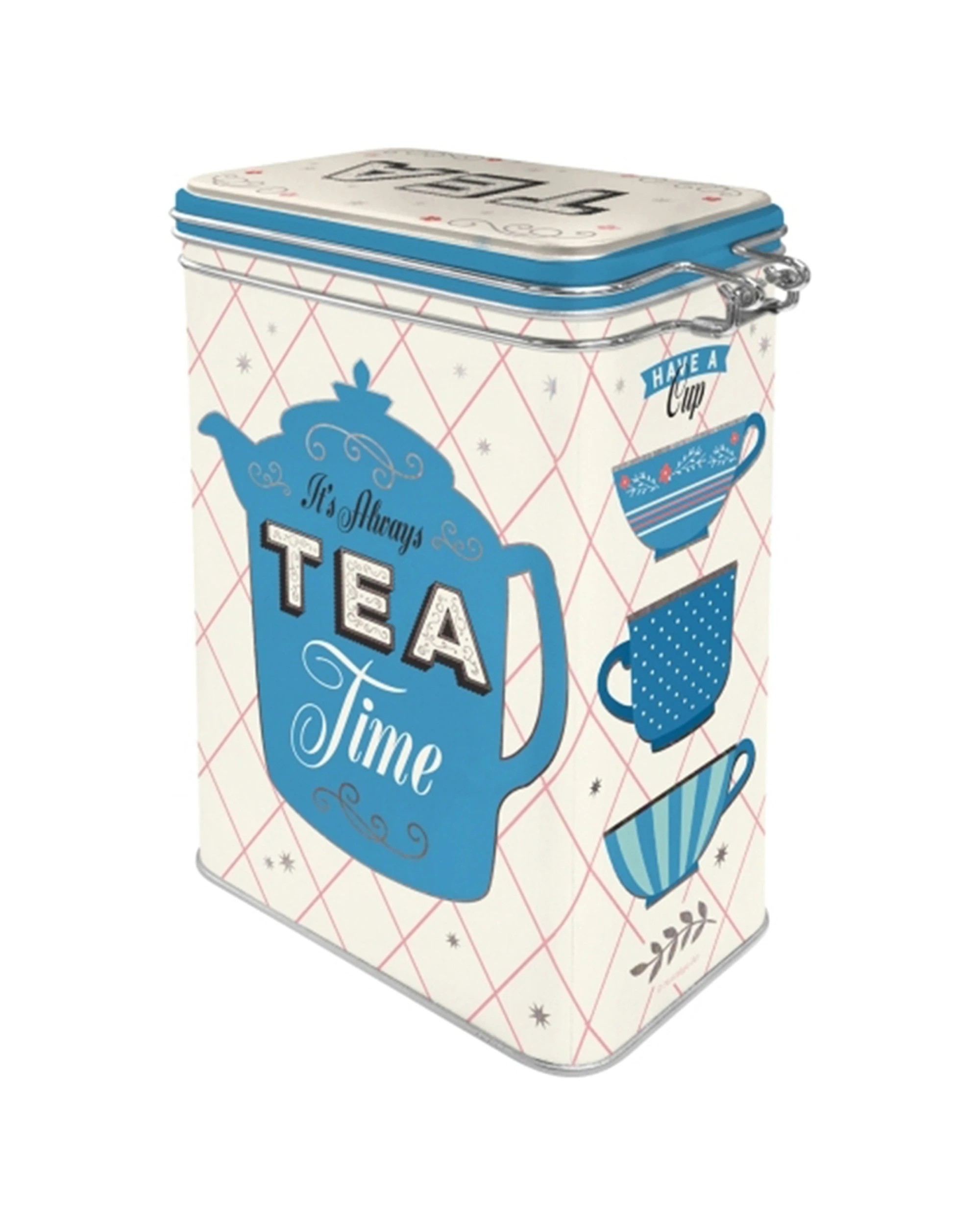 2 Nostalgic-Art Storage Clip Top Tin Box 1.3L Capacity - Tea Time - Plain, 2 of 2