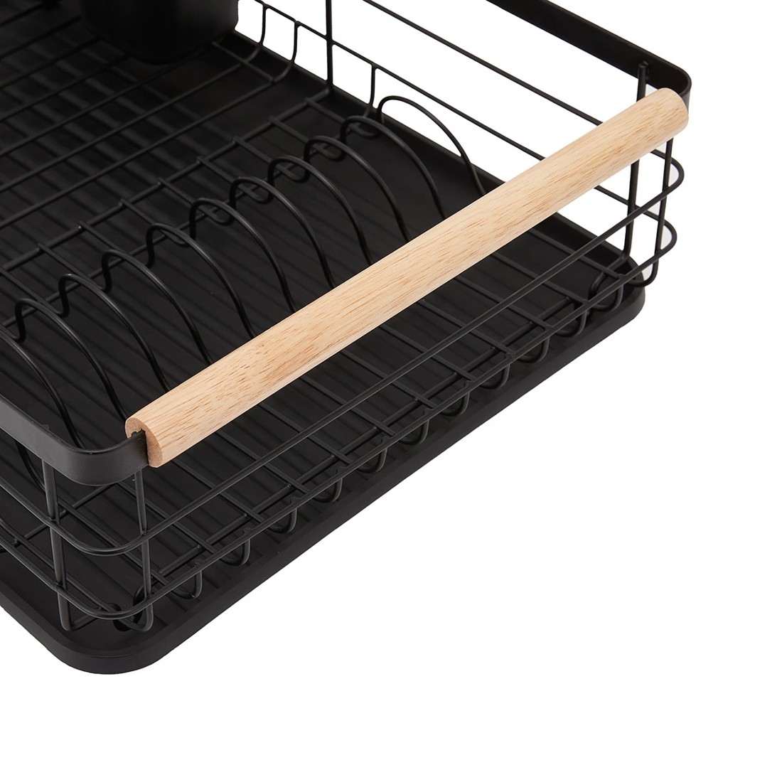 8 Black Wooden Handle Dish Rack, 8 of 11