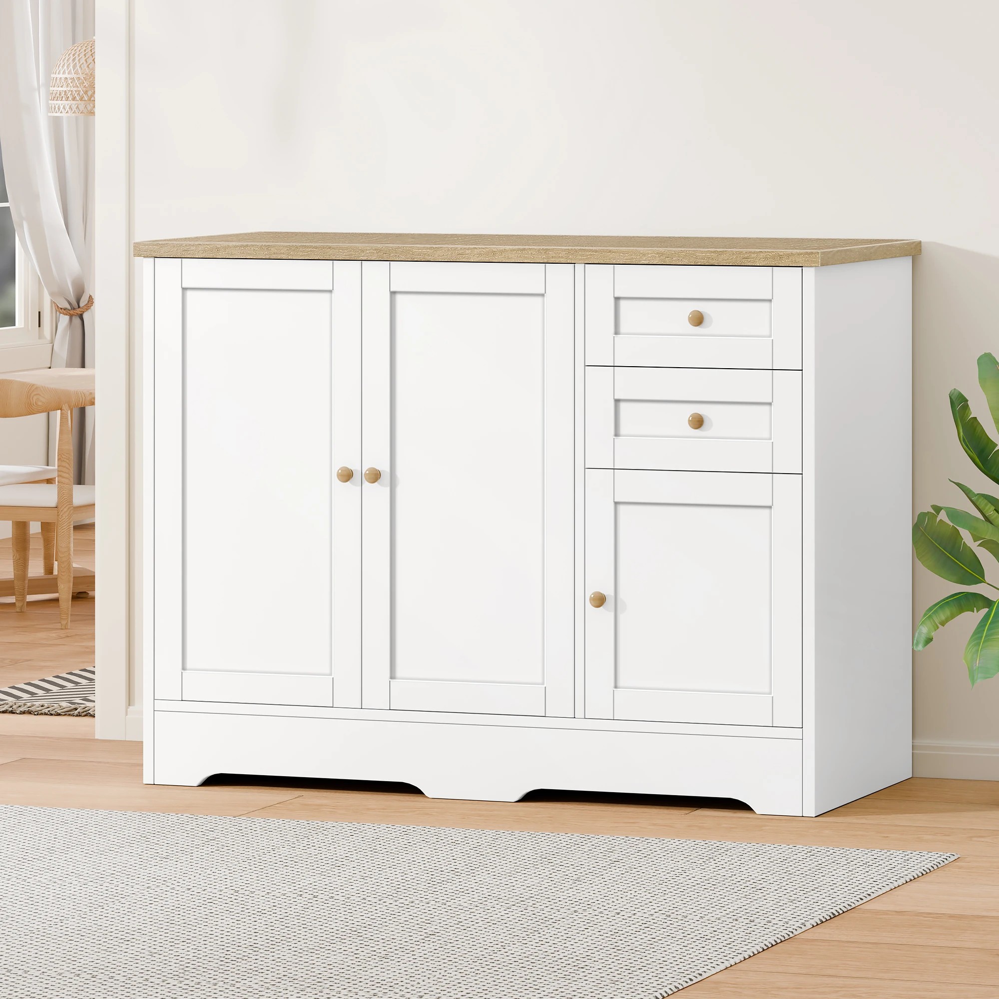 3 Alfordson Buffet Sideboard Cupboard Storage Cabinet Kitchen Hallway Doors White - White, 3 of 10