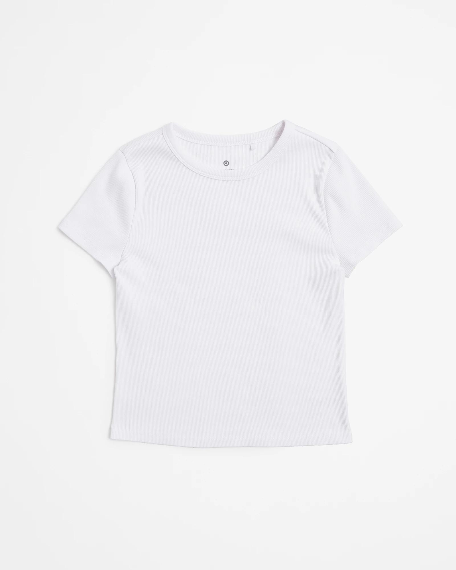 1 Target Australian Cotton Rib T-shirt WHITE, 1 of 5