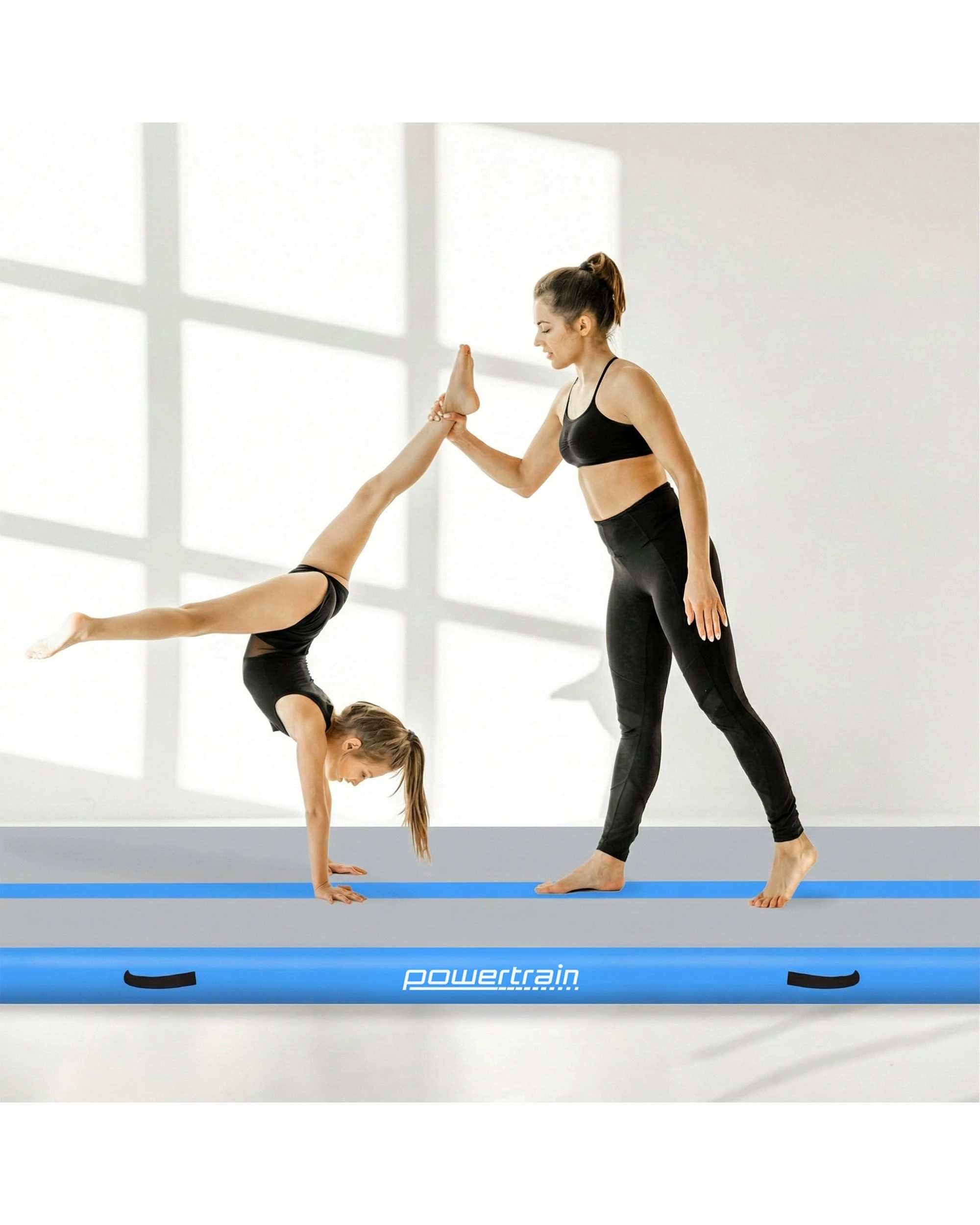 2 Powertrain 6M 20cm Air Track Gymnastics Tumbling Airtrack Exercise Yoga Mat Balance Beam Inflatable - Blue, 2 of 5