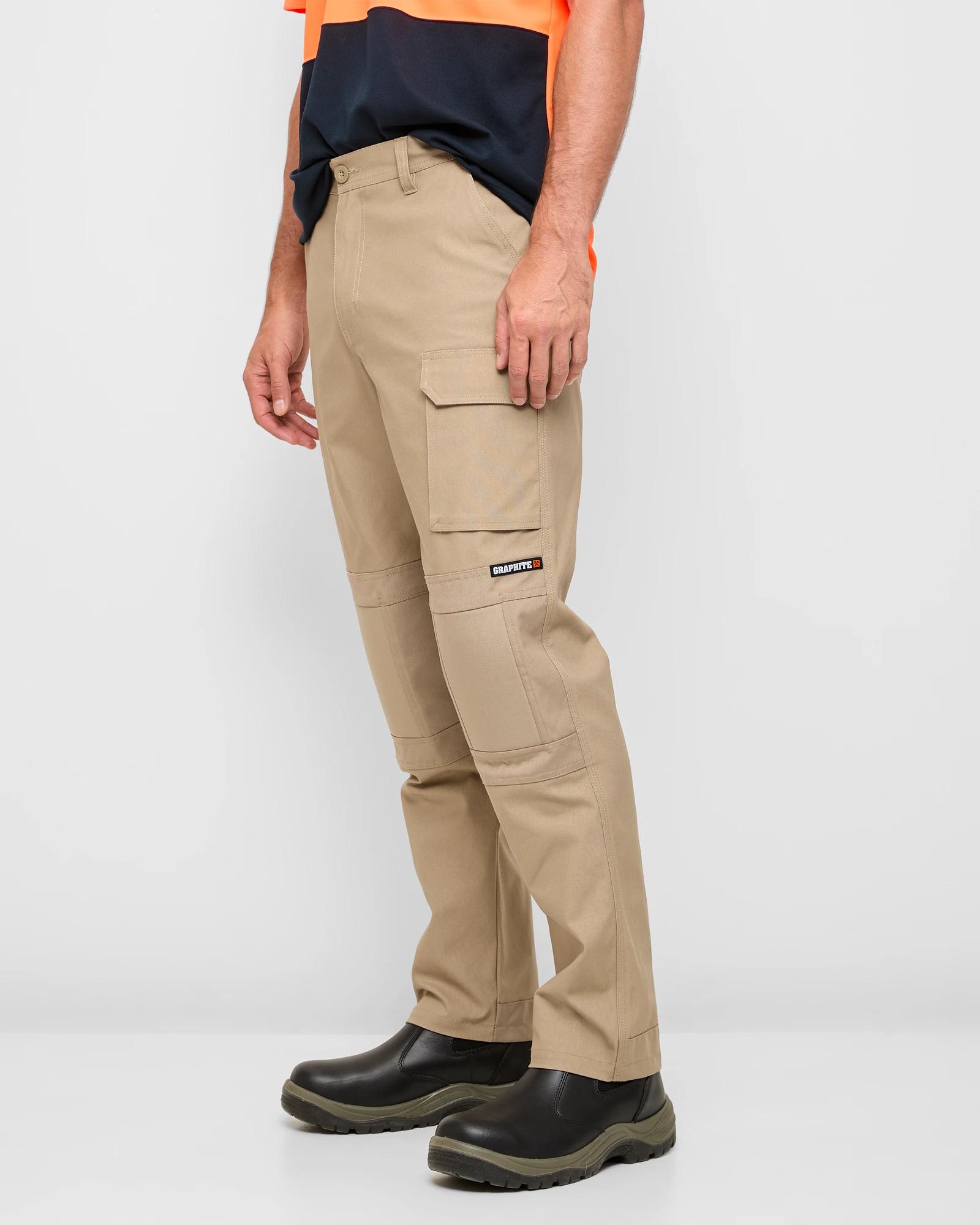 3 Australian Cotton Kneepad Work Performance Pants - Graphite STONE, 3 of 5