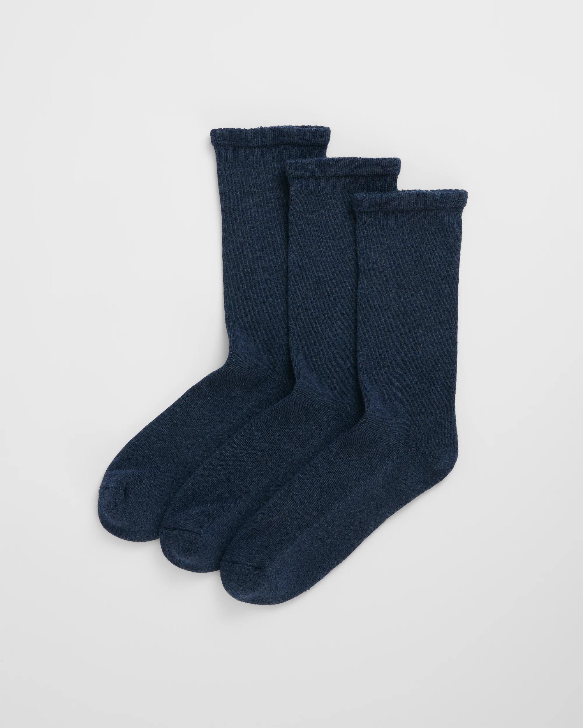 1 Maxx Australian Cotton Blend 3 Pack Comfort Crew Socks NAVY MARLE, 1 of 3