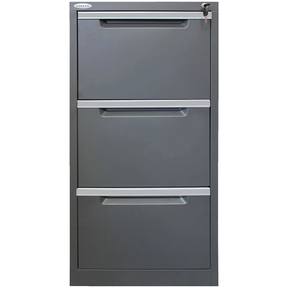 2 Steelco 3 Drawer Filing Cabinet Graphite Ripple Cabinets Filing Drawer Cabinets, 2 of 5