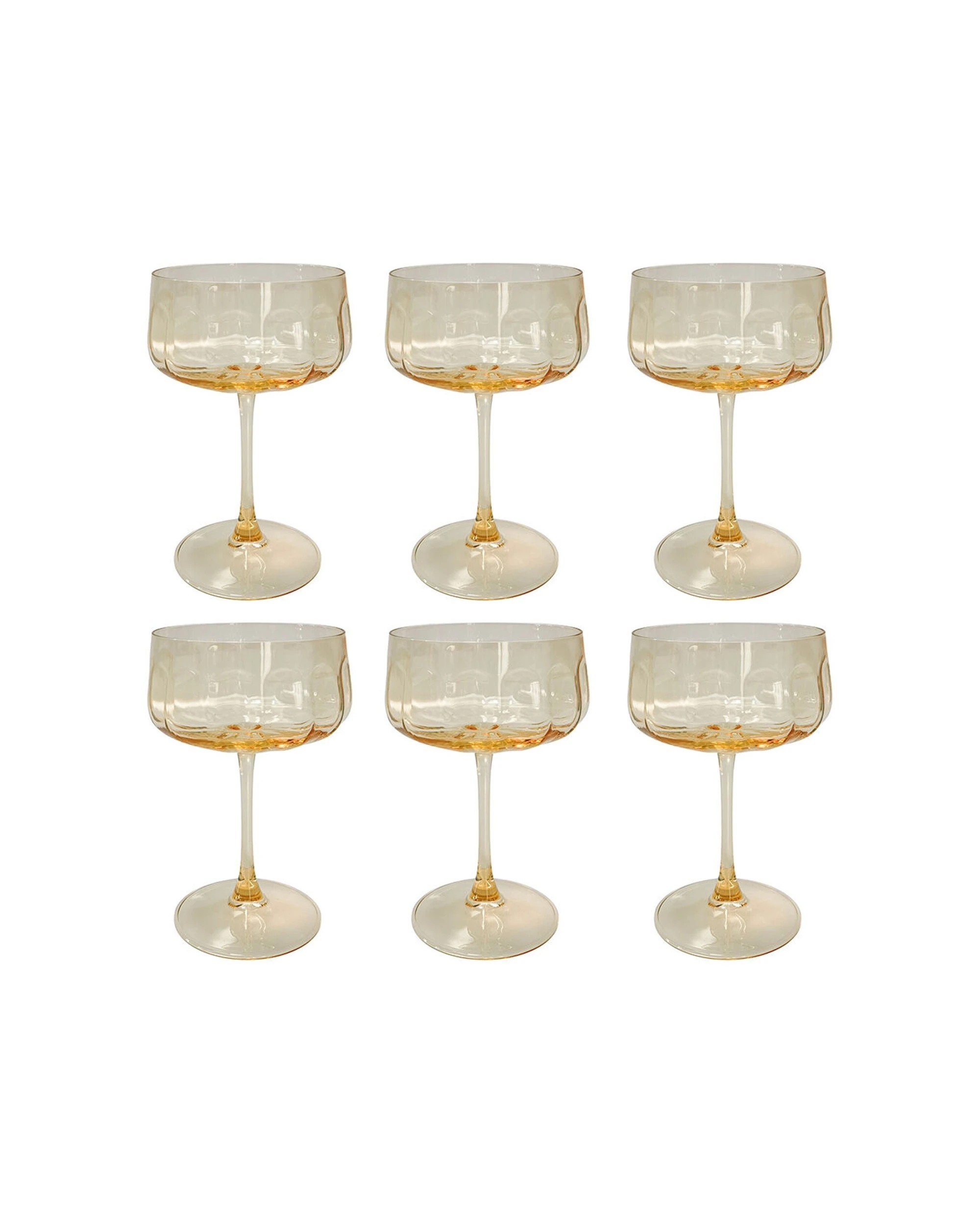 1 Urban 6PK Tillie Coupe Cocktail Drinking Glass 365ml 16cm Set - Yellow, 1 of 3