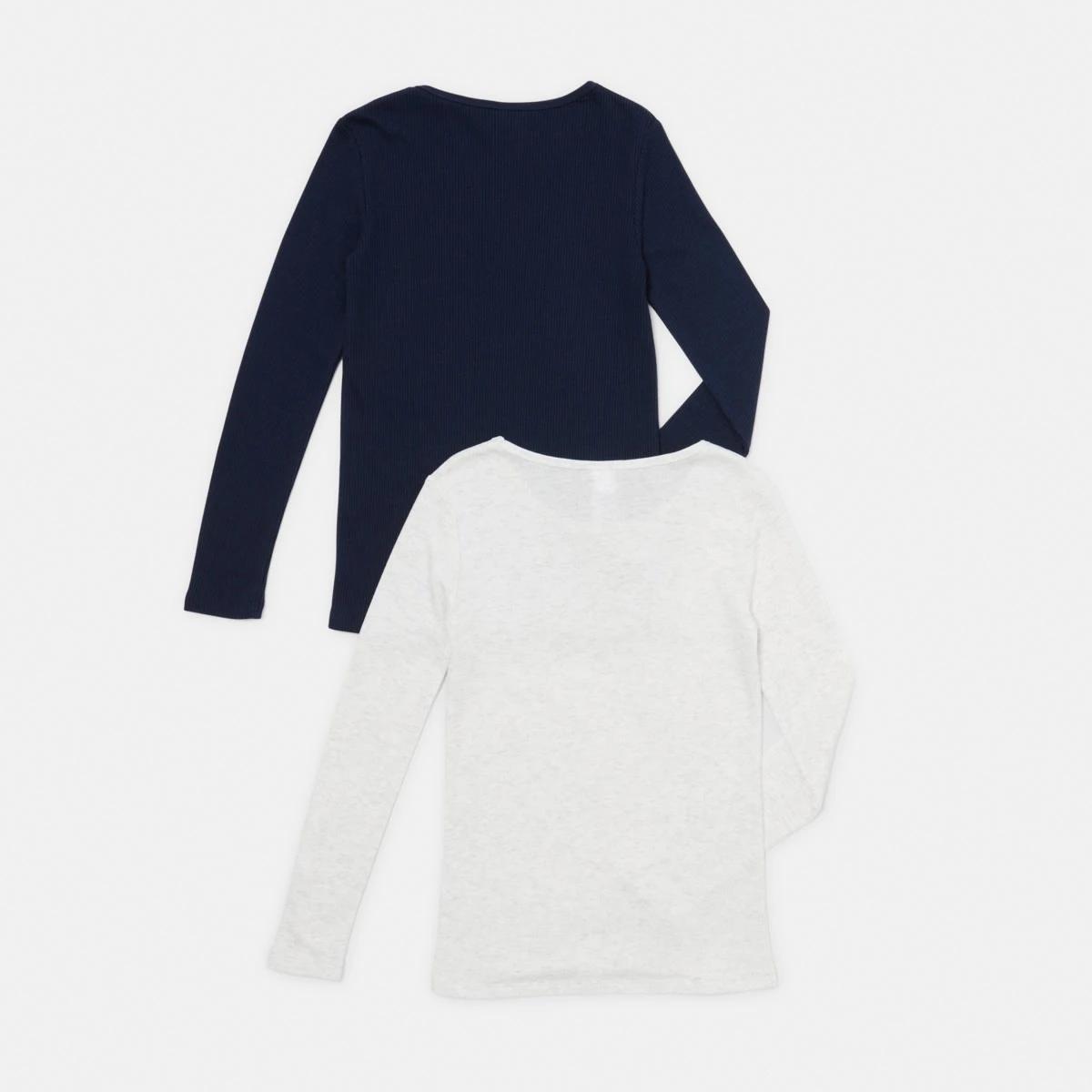 2 2 Pack Long Sleeve Brushed Thermal Top Dress Blue, 2 of 8