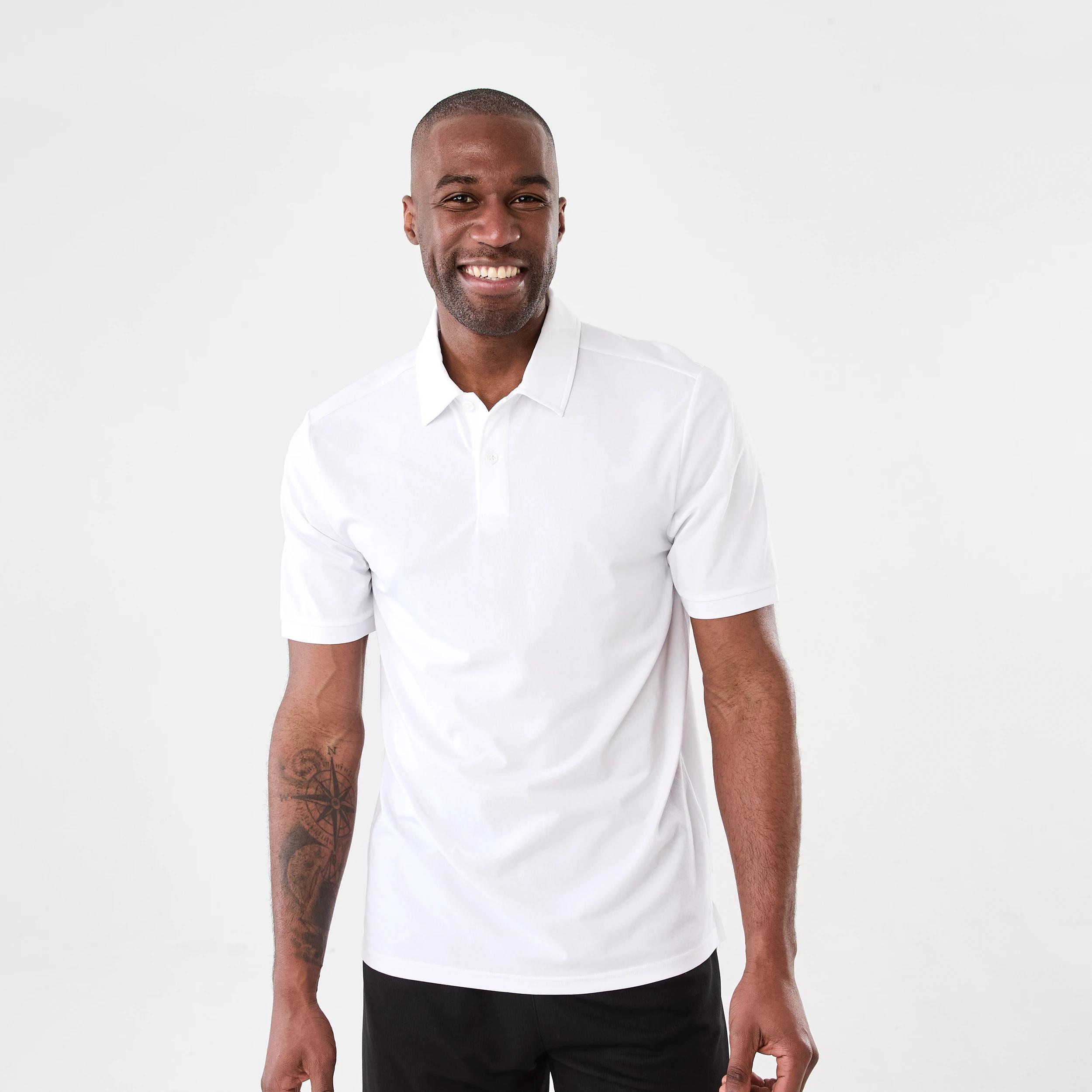1 Active Mens Regular Training Polo Shirt WHITE, 1 of 5