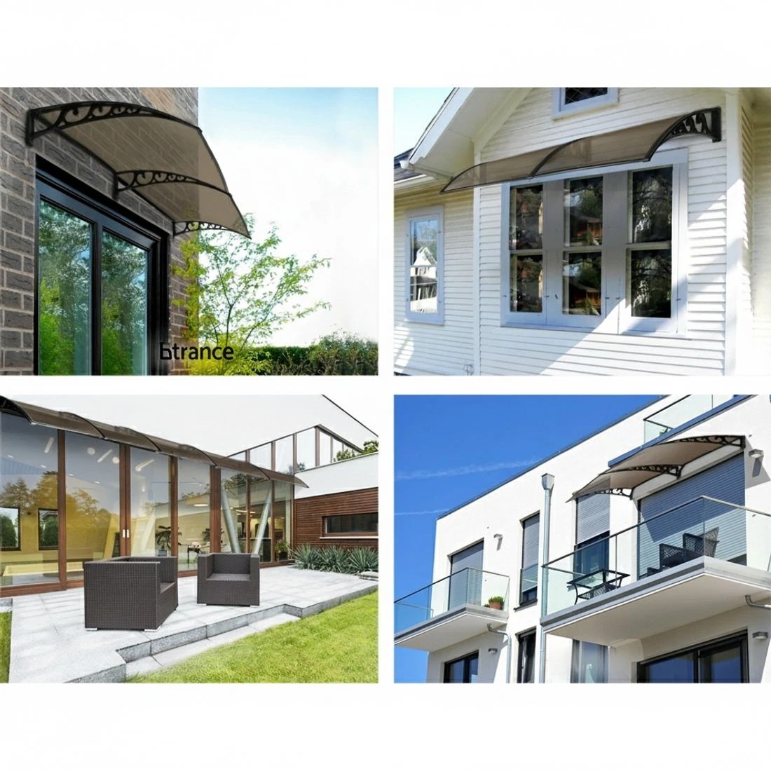 4 Instahut Window Door Awning 1mx2.4m Brown Hollow Sheet Plastic - Multi, 4 of 6