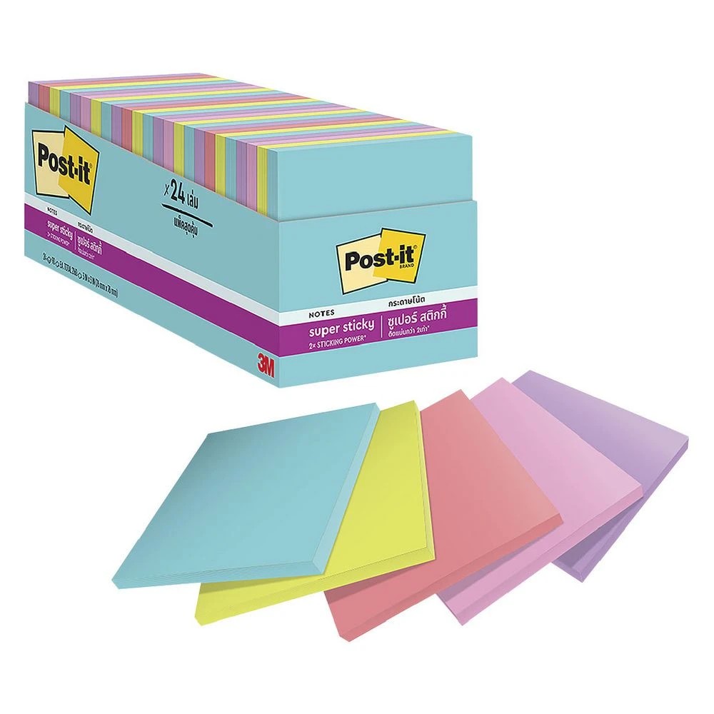 2 Post-it Super Sticky Notes 76 x 76mm Supernova Neons 24 Pack, 2 of 9