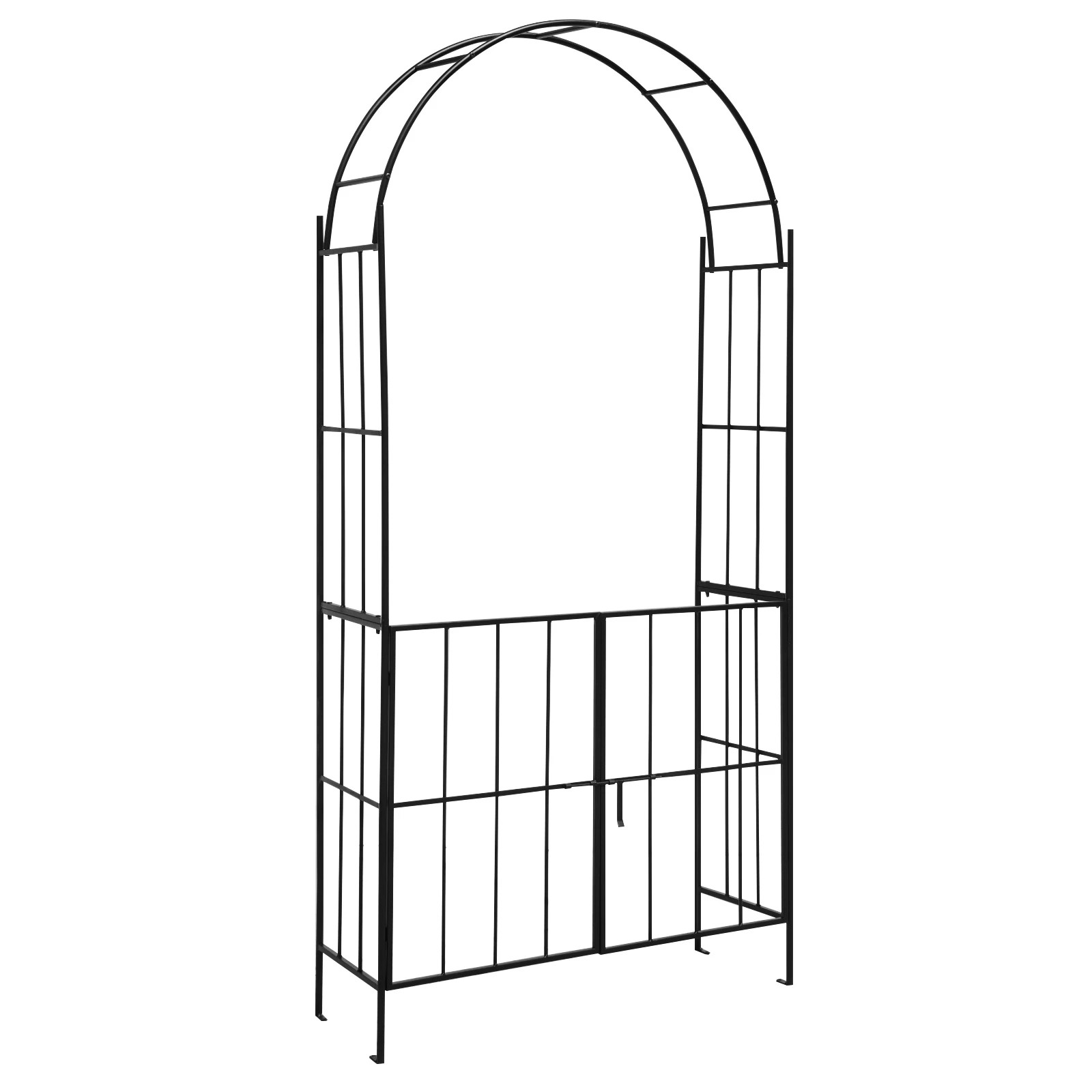 1 Costway Garden Arch Arbor Trellis w/Gate 230CM Tall Heavy-Duty Metal Arbour Archway, 1 of 2