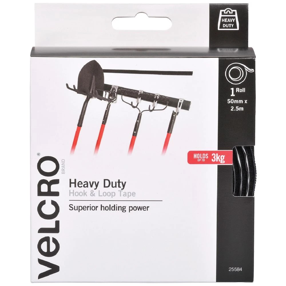1 VELCRO Brand Heavy Duty Hook and Loop Tape Black 50mm x 2.5m, 1 of 4