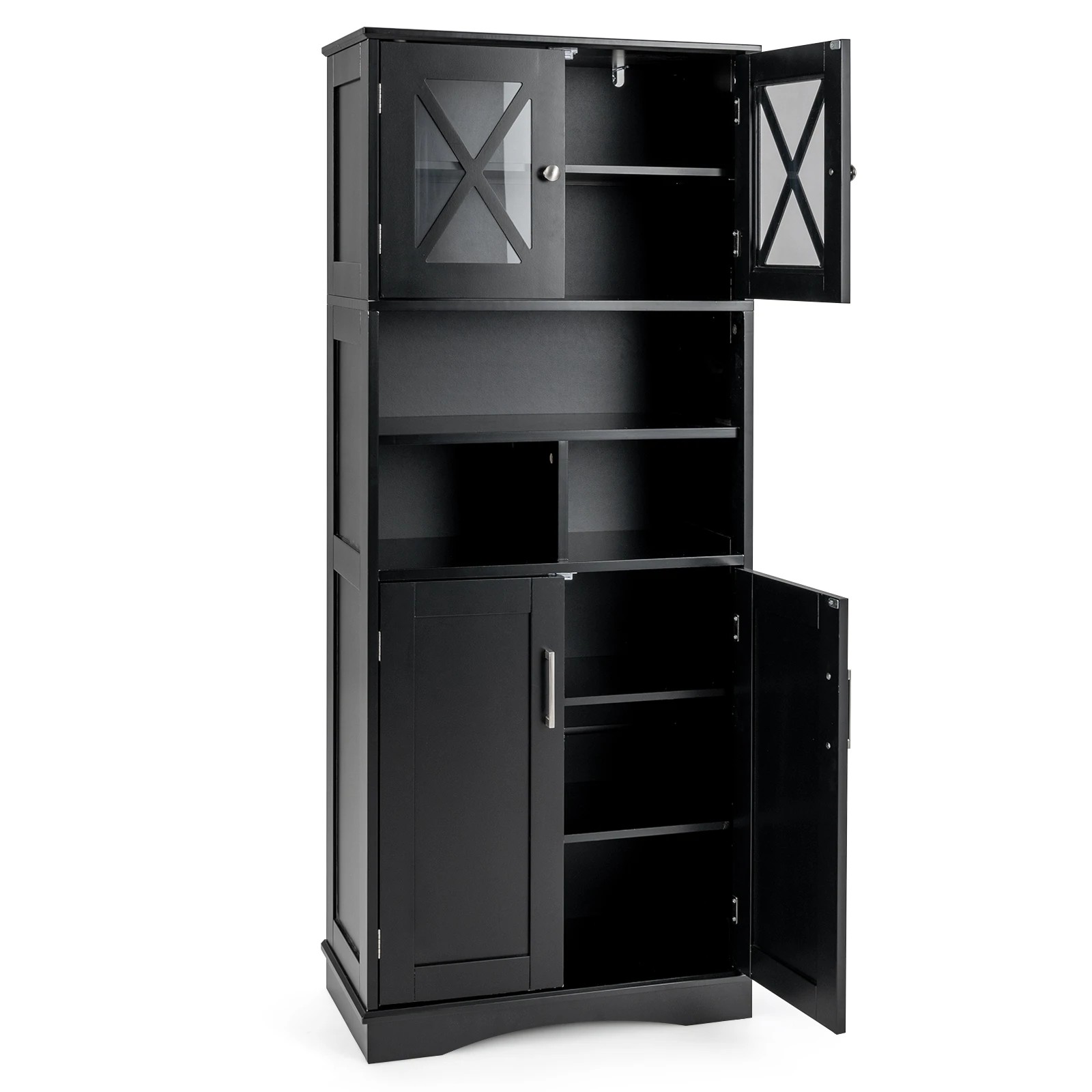 1 Costway Bathroom Storage Cabinet Kitchen Pantry Cupboard w/Acrylic Doors, 1 of 5