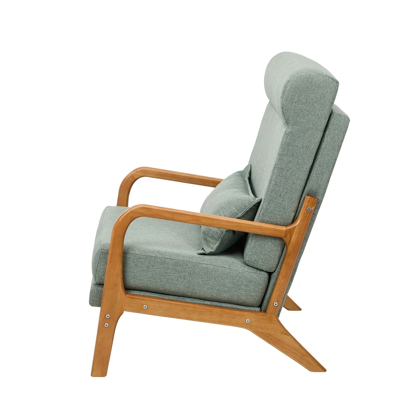 6 Oikiture Armchair Linen Fabric Lounge Chair with Lumbar Pillow - Green, 6 of 8