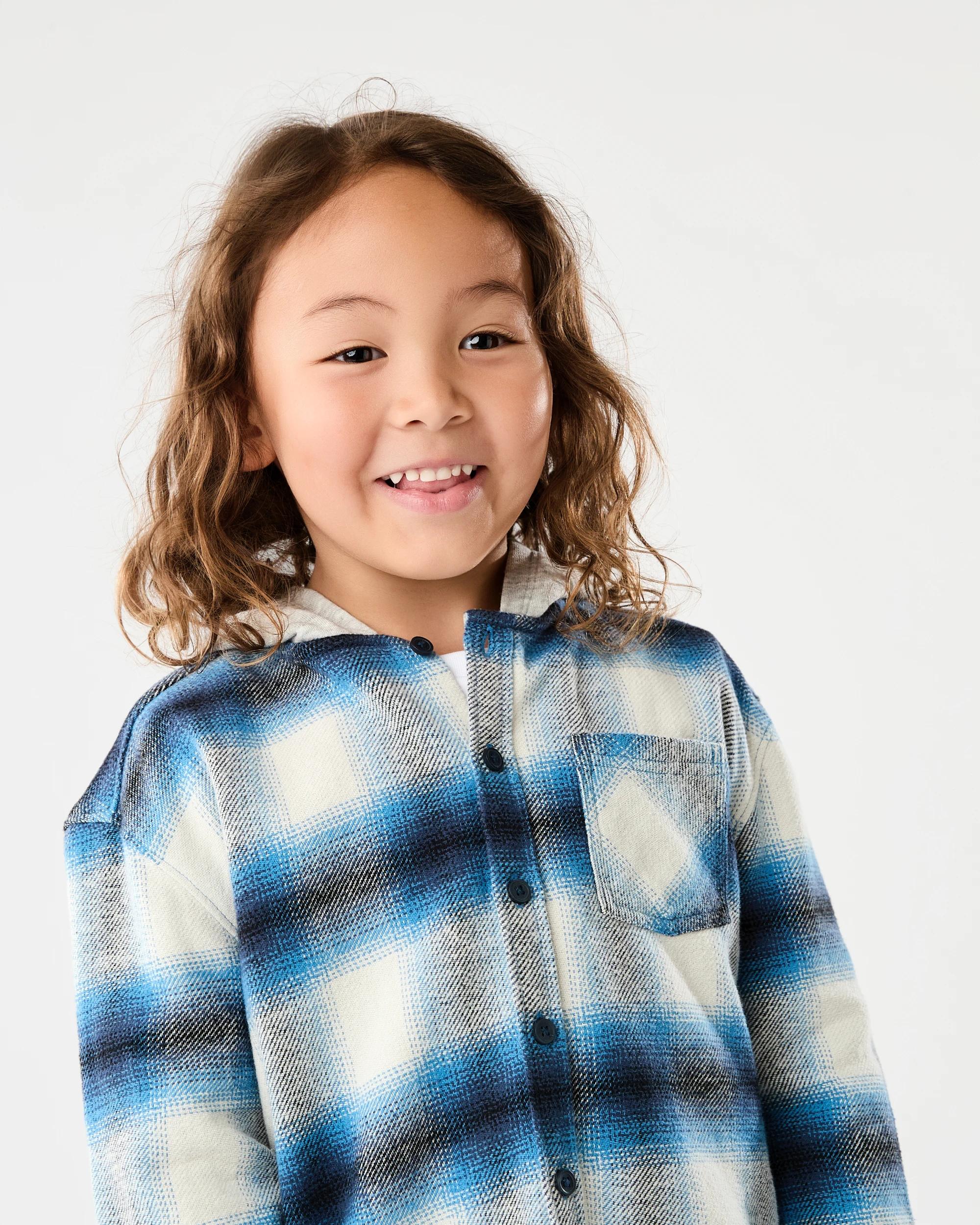 3 Yarn Dye Flannel Shirt with Hood Mlt Pld Bl, 3 of 6