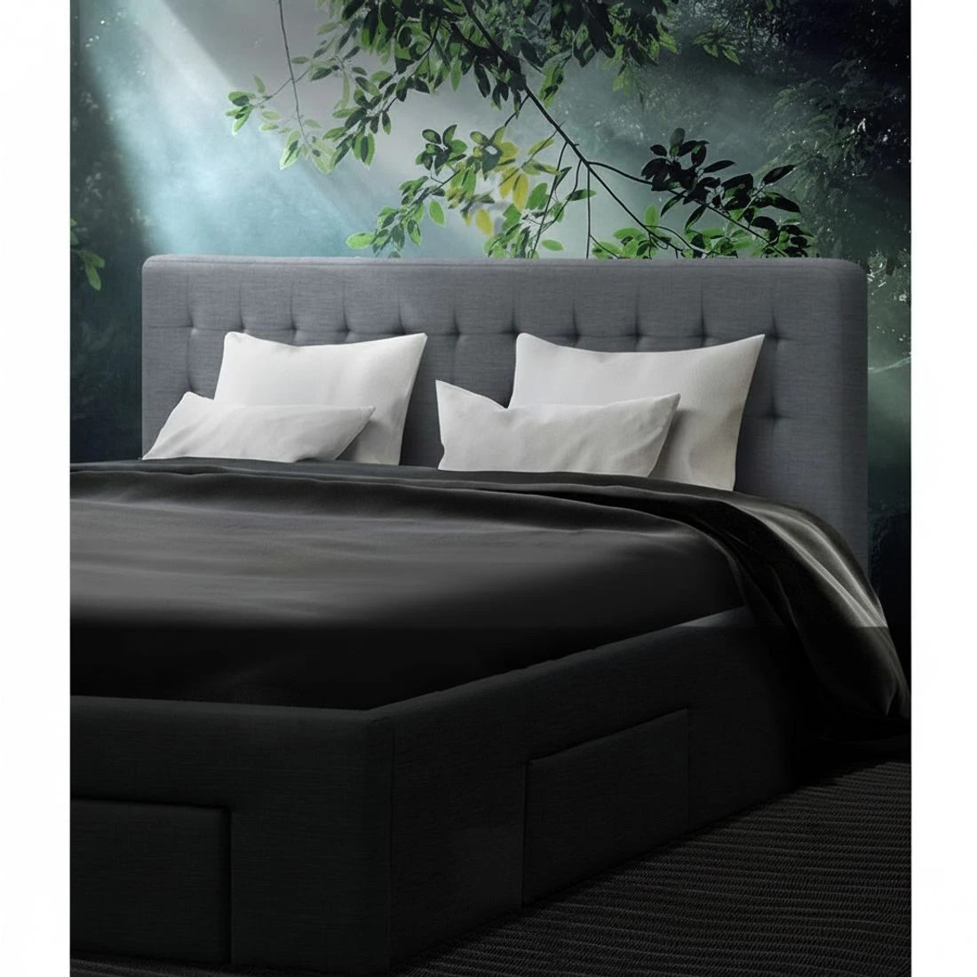 6 Artiss Bed Frame King Size with 4 Drawers  AVIO - Grey, 6 of 8