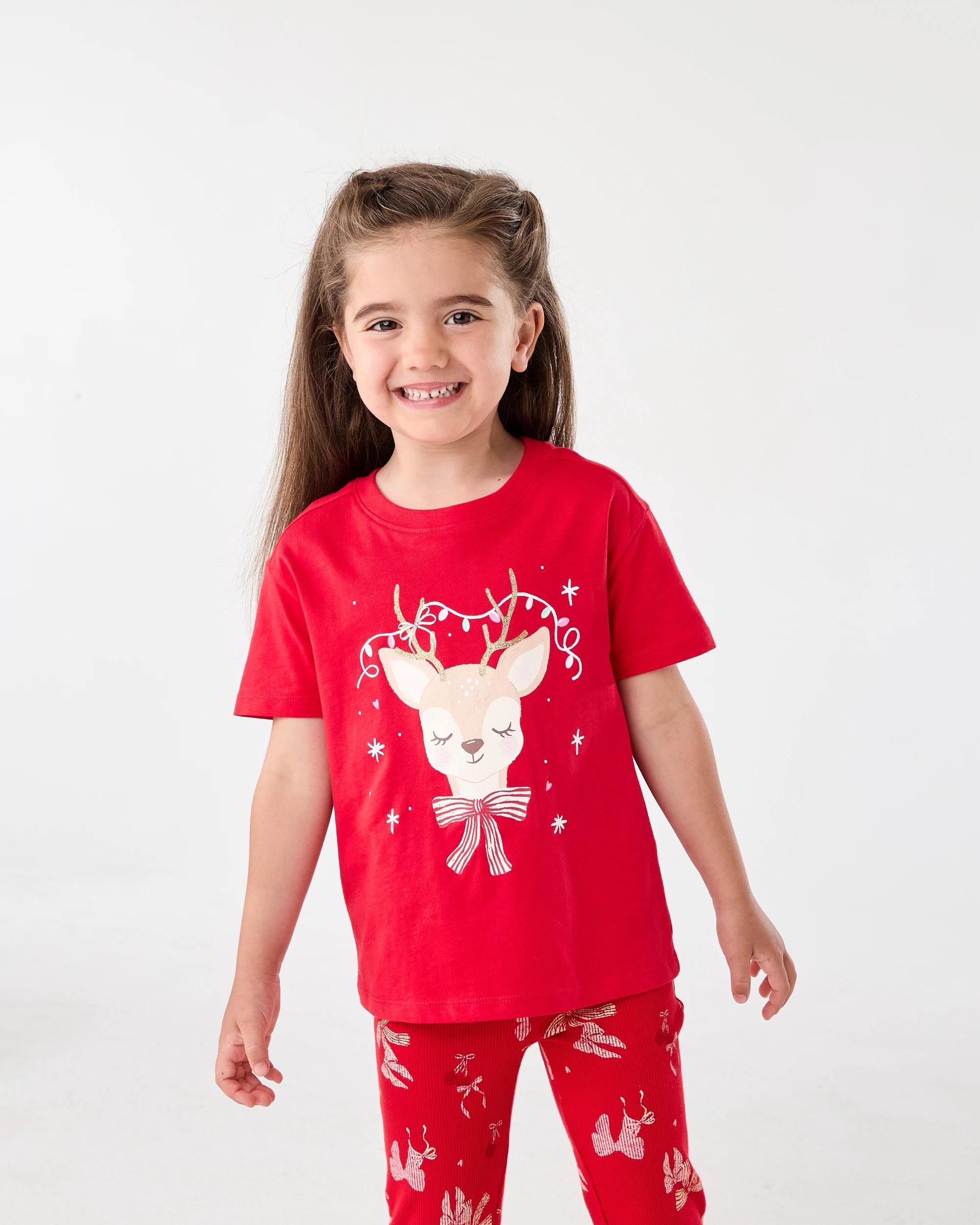1 Christmas Print T-shirt Red Doe, 1 of 6