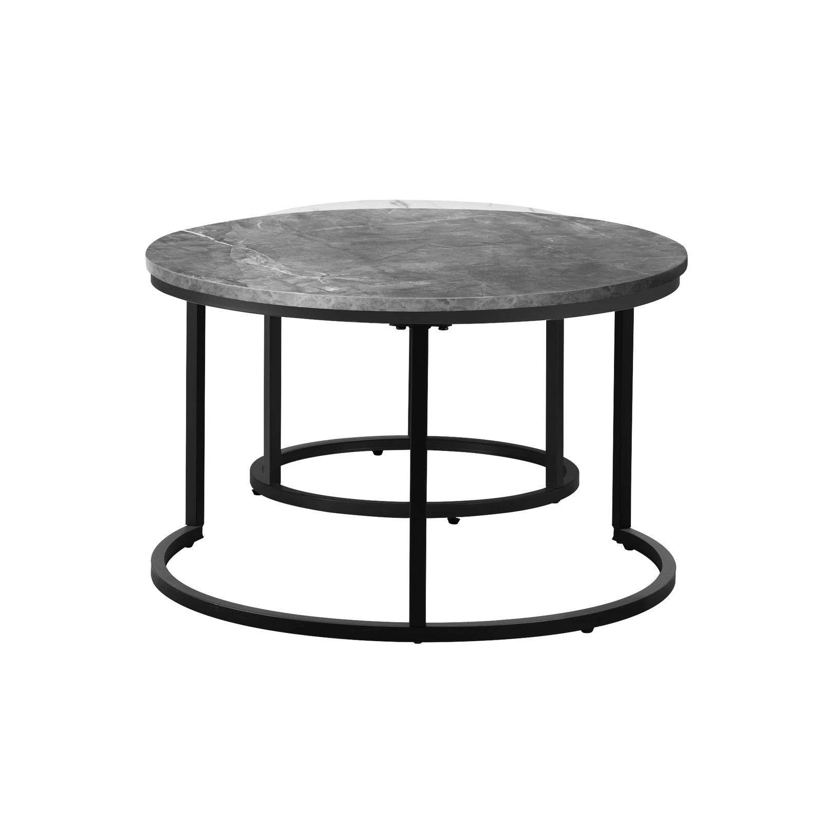 8 Oikiture Set Of 2 Coffee Table Round Marble-like Nesting Side Tables
 - Multi, 8 of 10