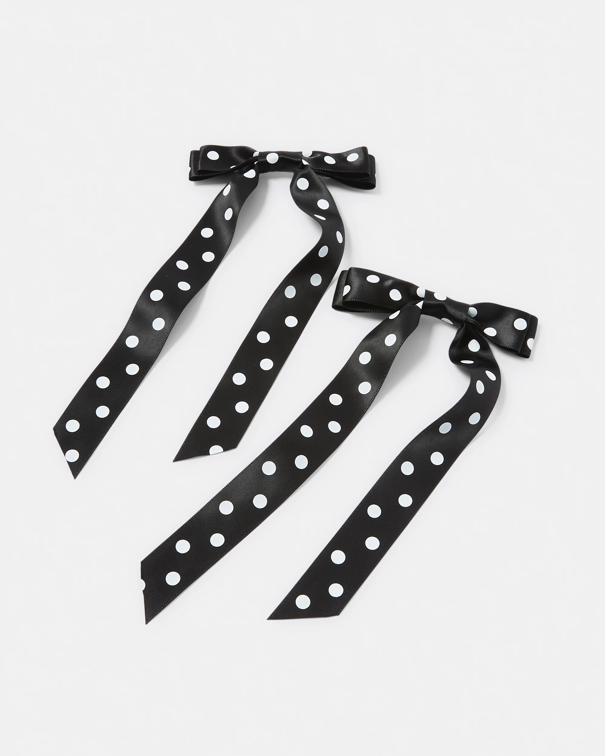 2 2 Pack Black Polka Bow Hair Clips, 2 of 4