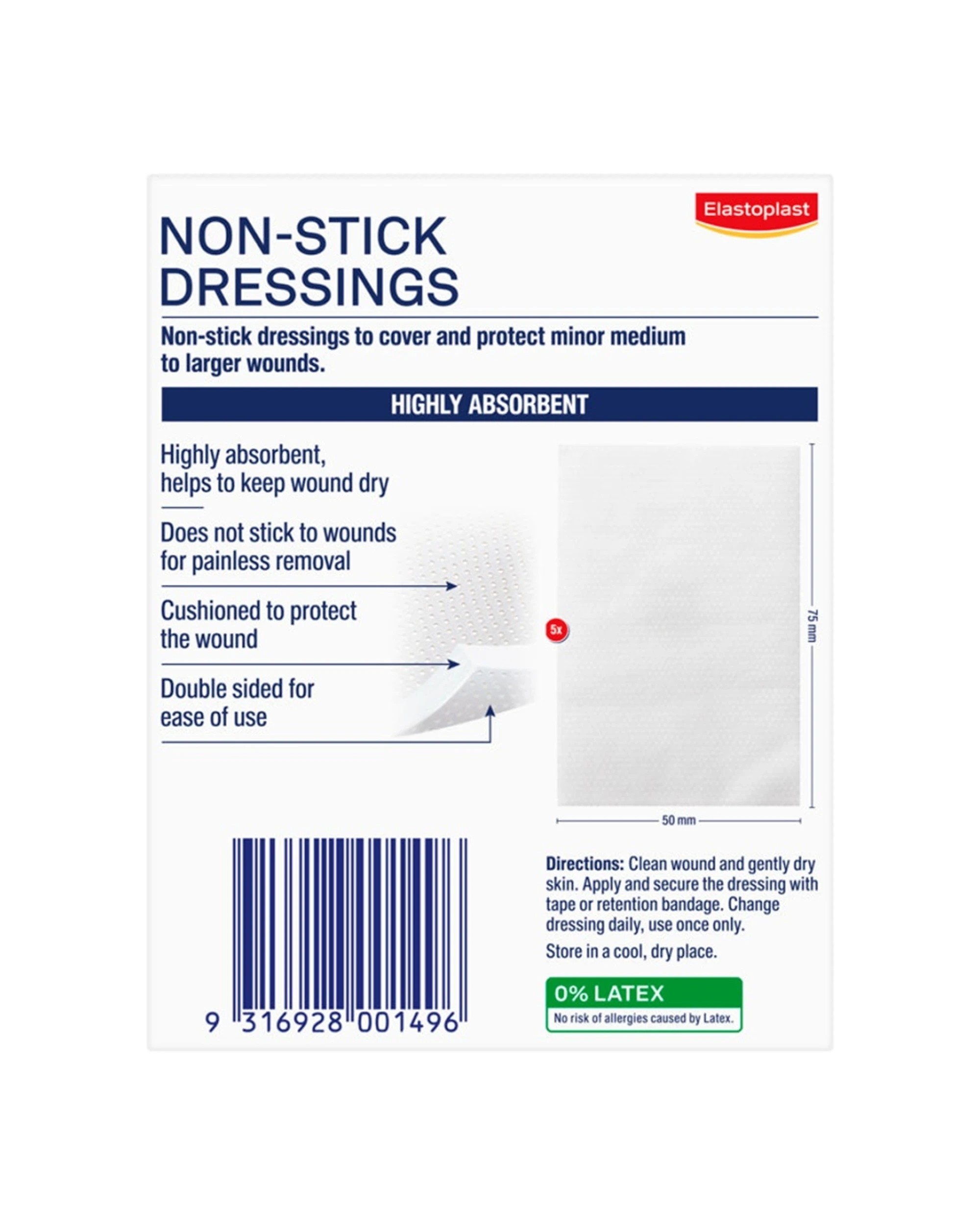 3 Elastoplast Non-Stick Dressing 5cm x 7.5cm 5 Pack - White, 3 of 3