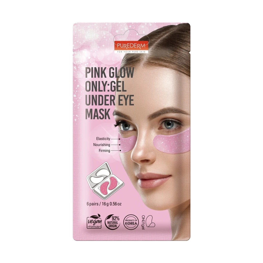 1 Purederm Pink Glow Only:Gel Under Eye Mask 16g - Pomegranate Extract, Peptide and Vegan Collagen, 1 of 2