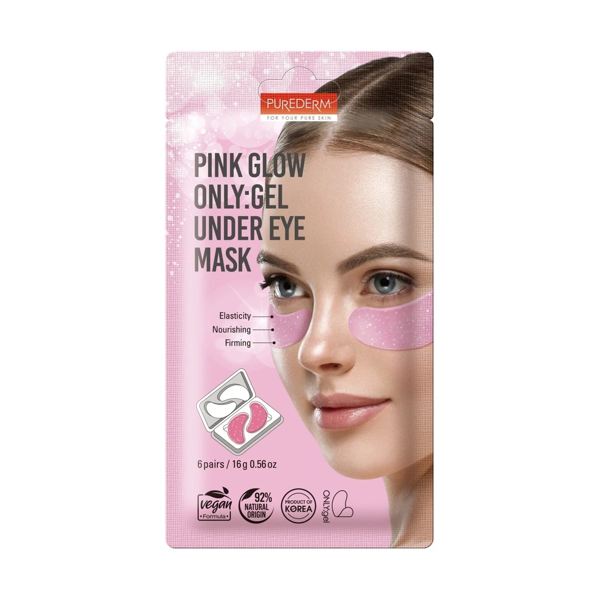 1 Purederm Pink Glow Only:Gel Under Eye Mask 16g - Pomegranate Extract, Peptide and Vegan Collagen, 1 of 2