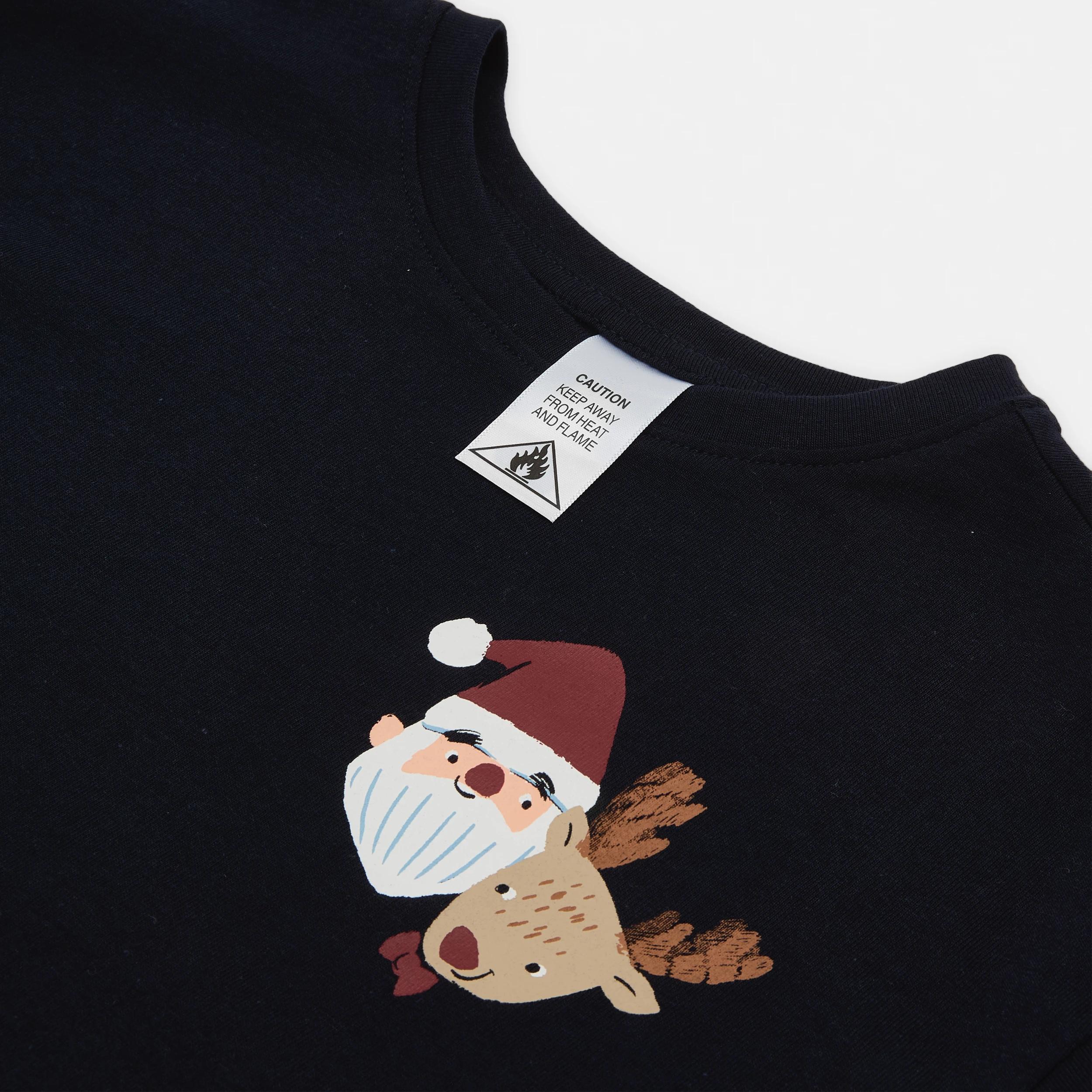 8 Christmas Knit Pyjama Set NAVY SANTA AND REINDEER, 8 of 9