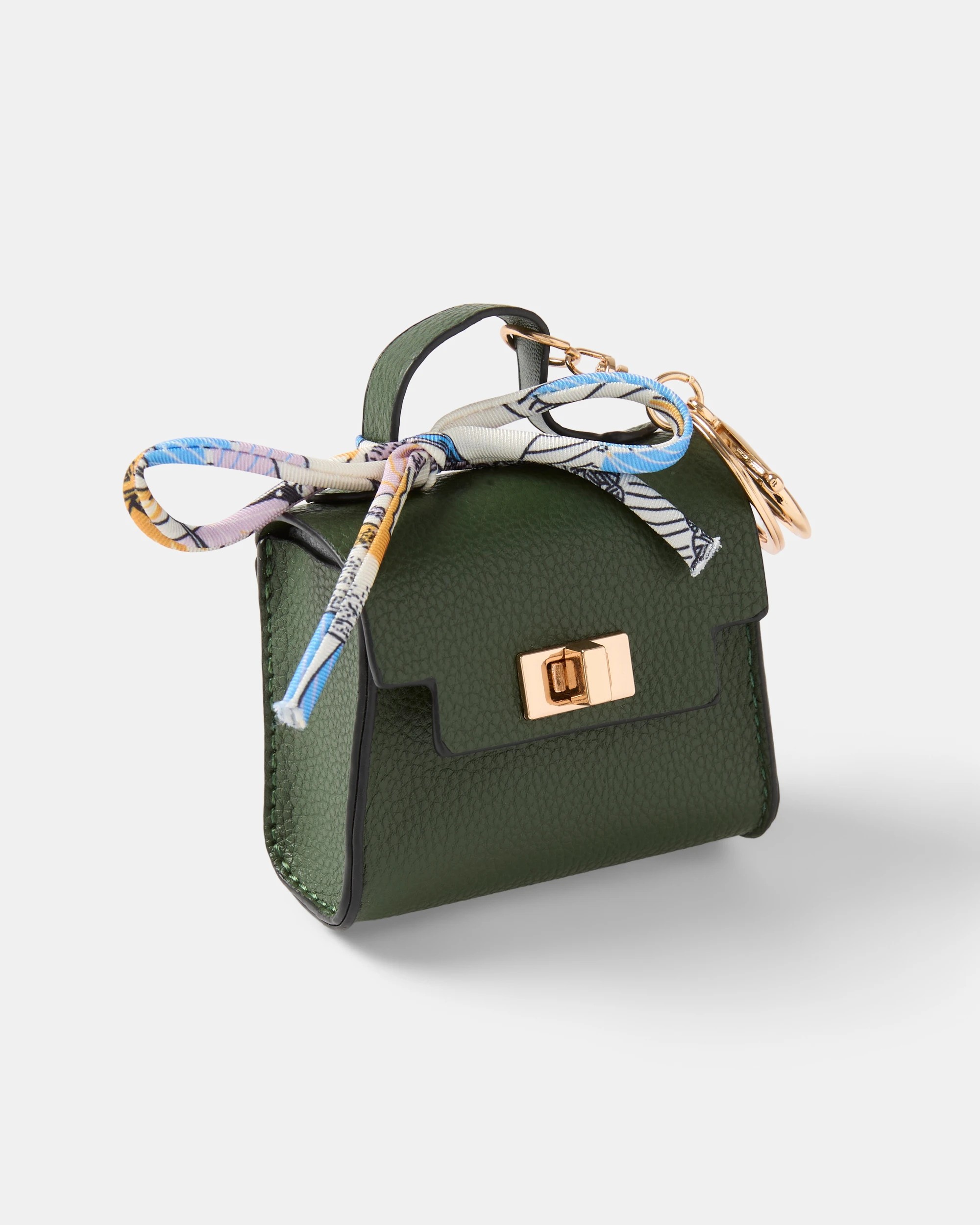 2 Bag Charm Keyring - Green and Gold Tone, 2 of 3