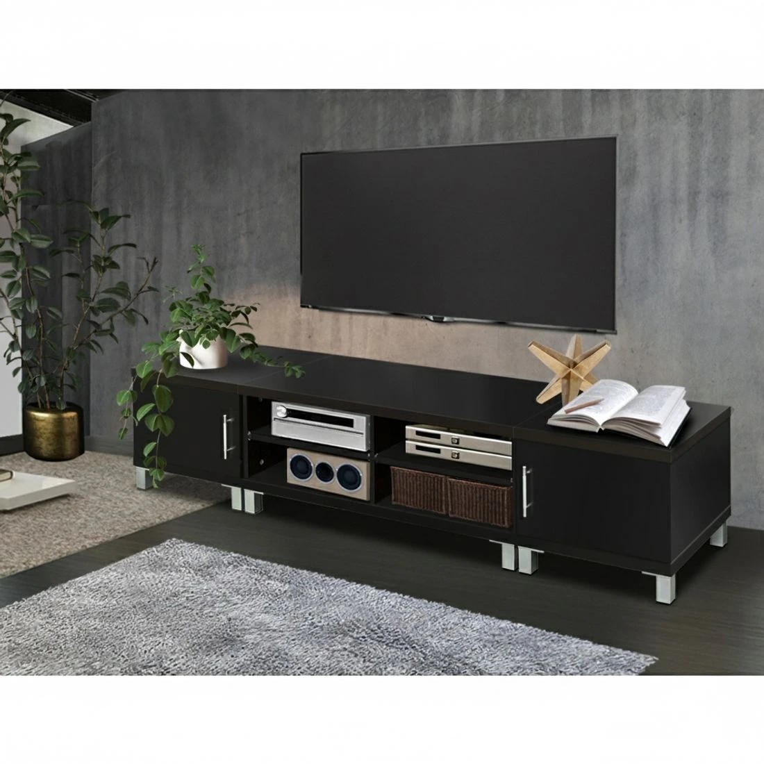 5 Artiss TV Cabinet Entertainment Unit 190cm Danson - Black, 5 of 10