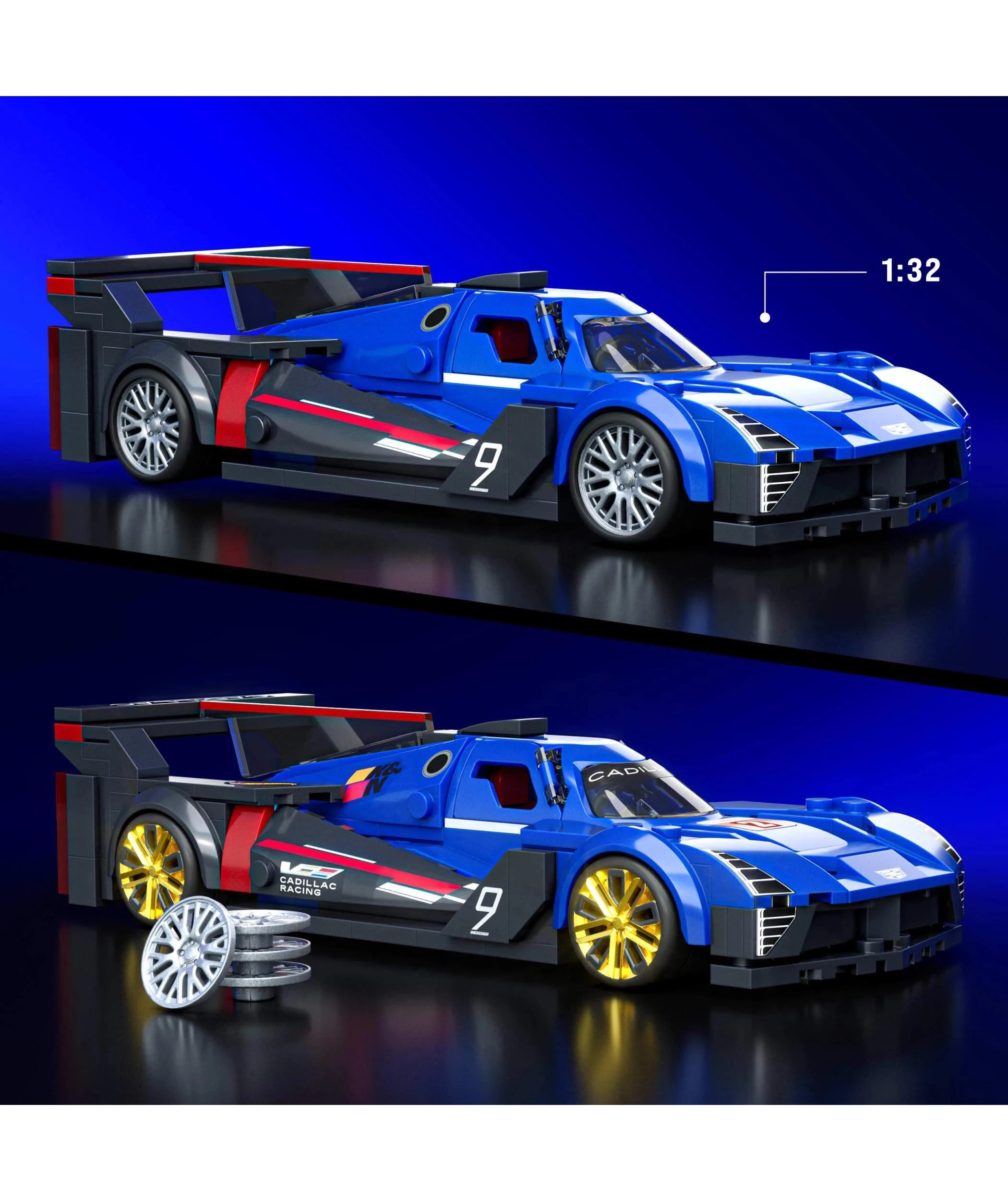 3 Mattel Brick Shop Hot Wheels Cadillac Project GTP Hypercar Building Toy Kit - Blue, 3 of 6